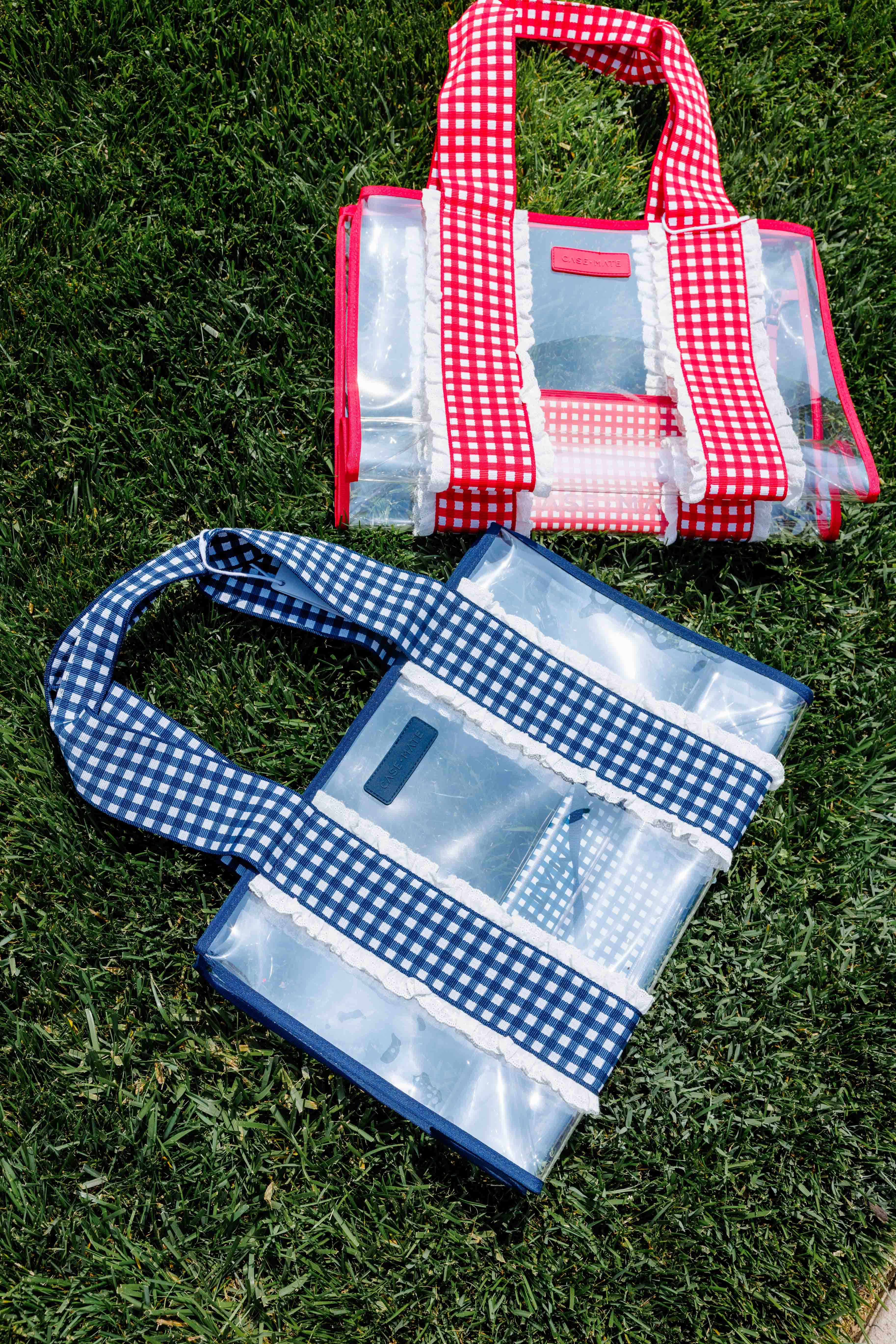 Navy Gingham Jelly Tote Bag