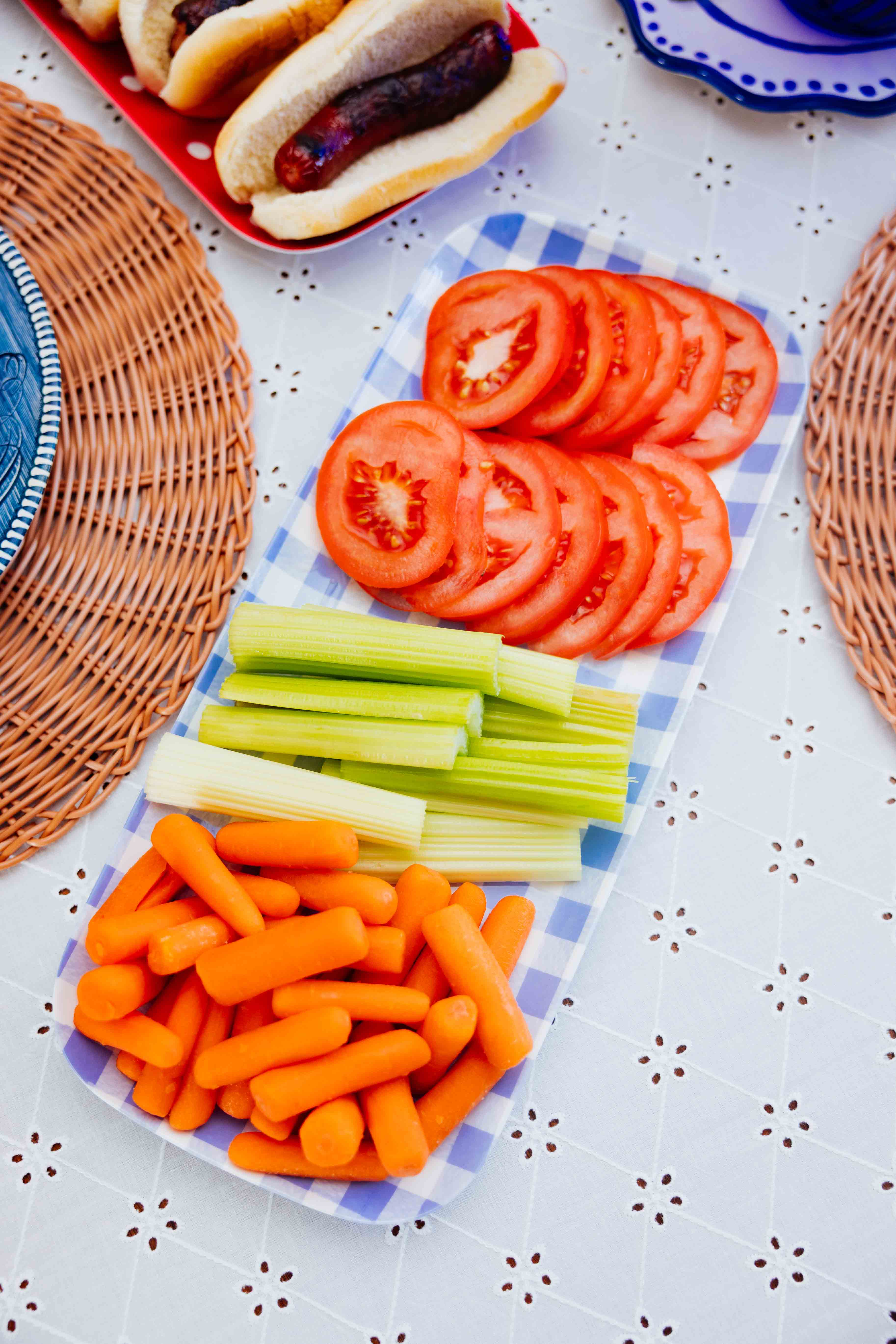 Blue Gingham Melamine Serving Tray