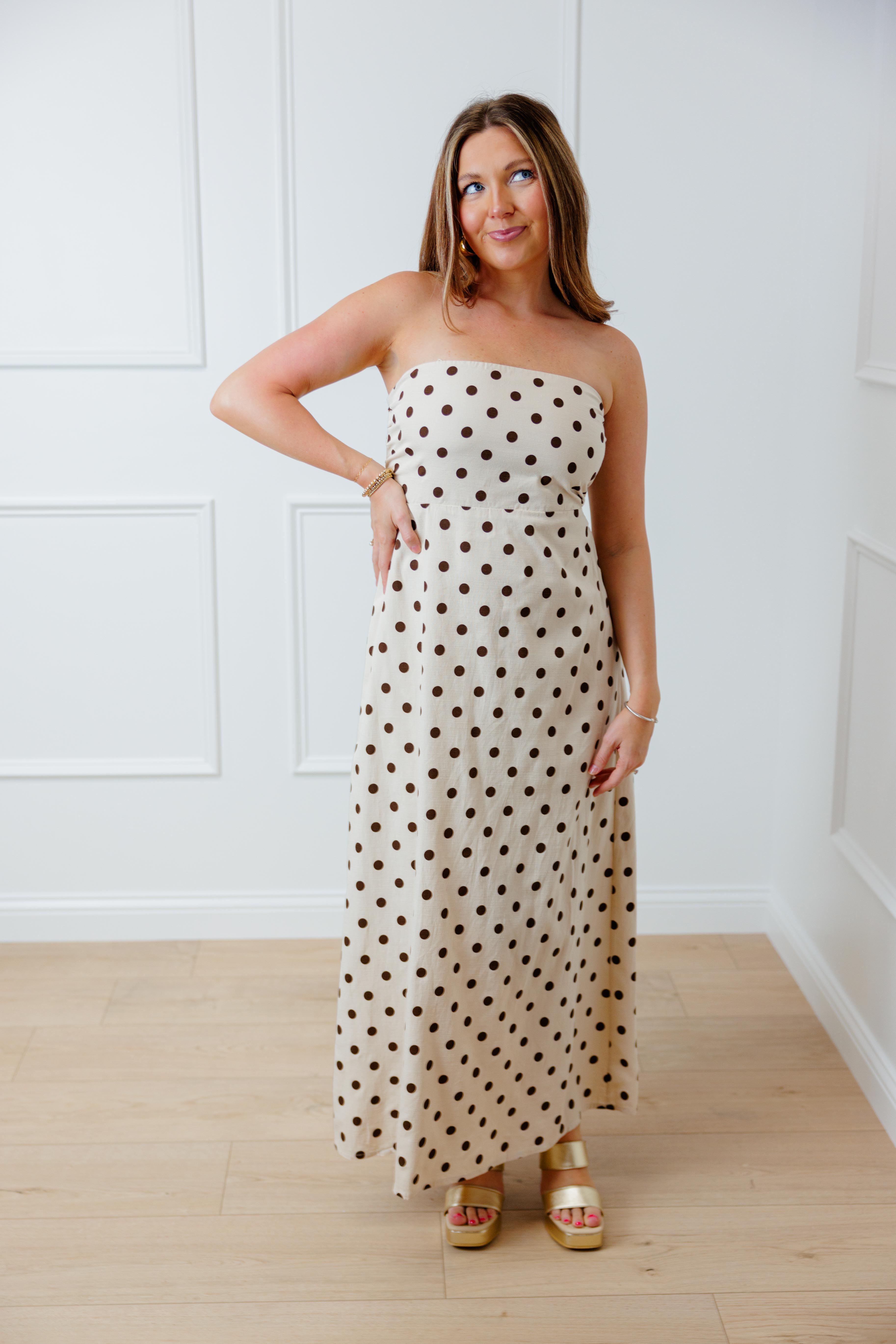 Mocha Dot Moment Maxi Dress