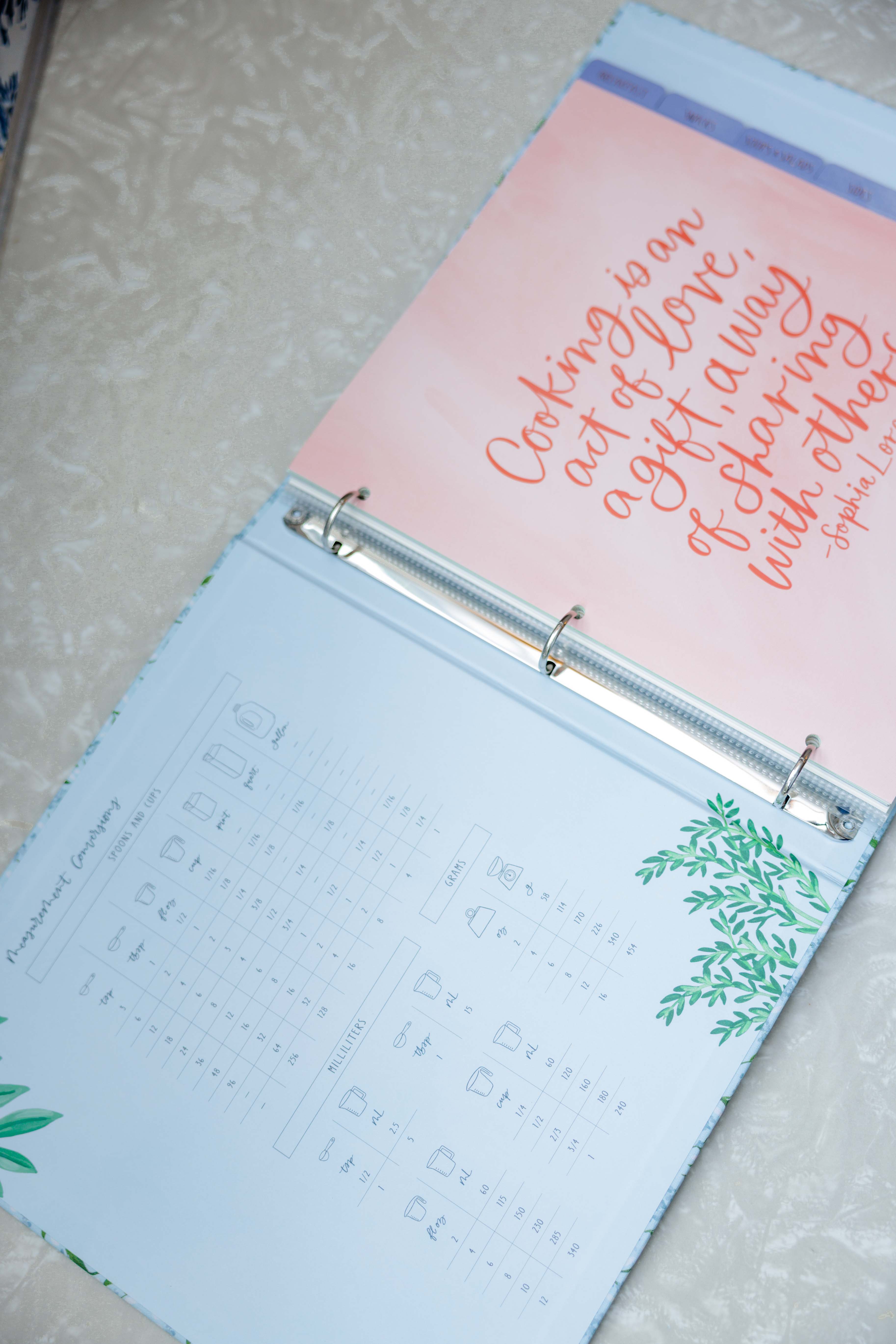 Hydrangea Recipe Binder