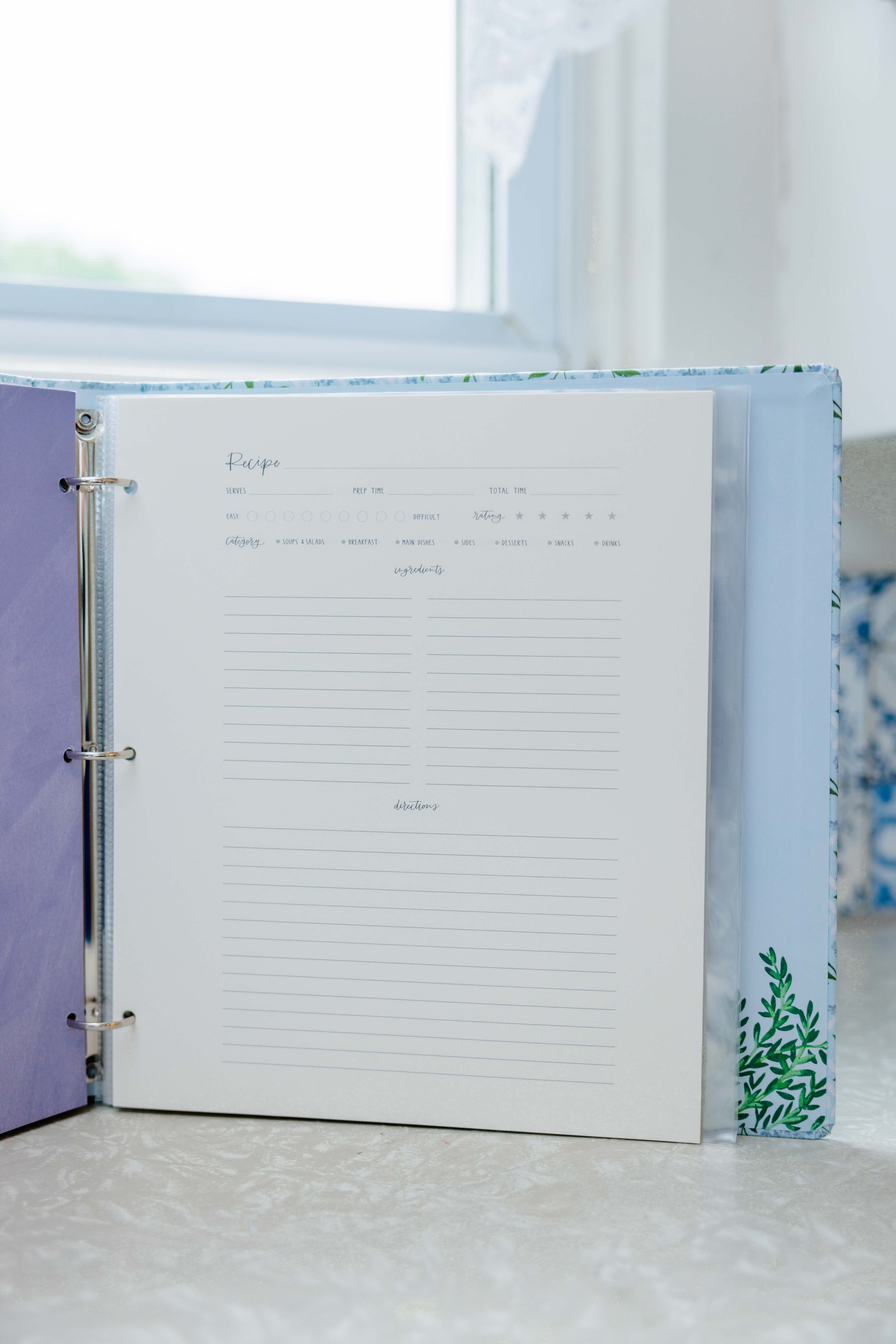 Hydrangea Recipe Binder