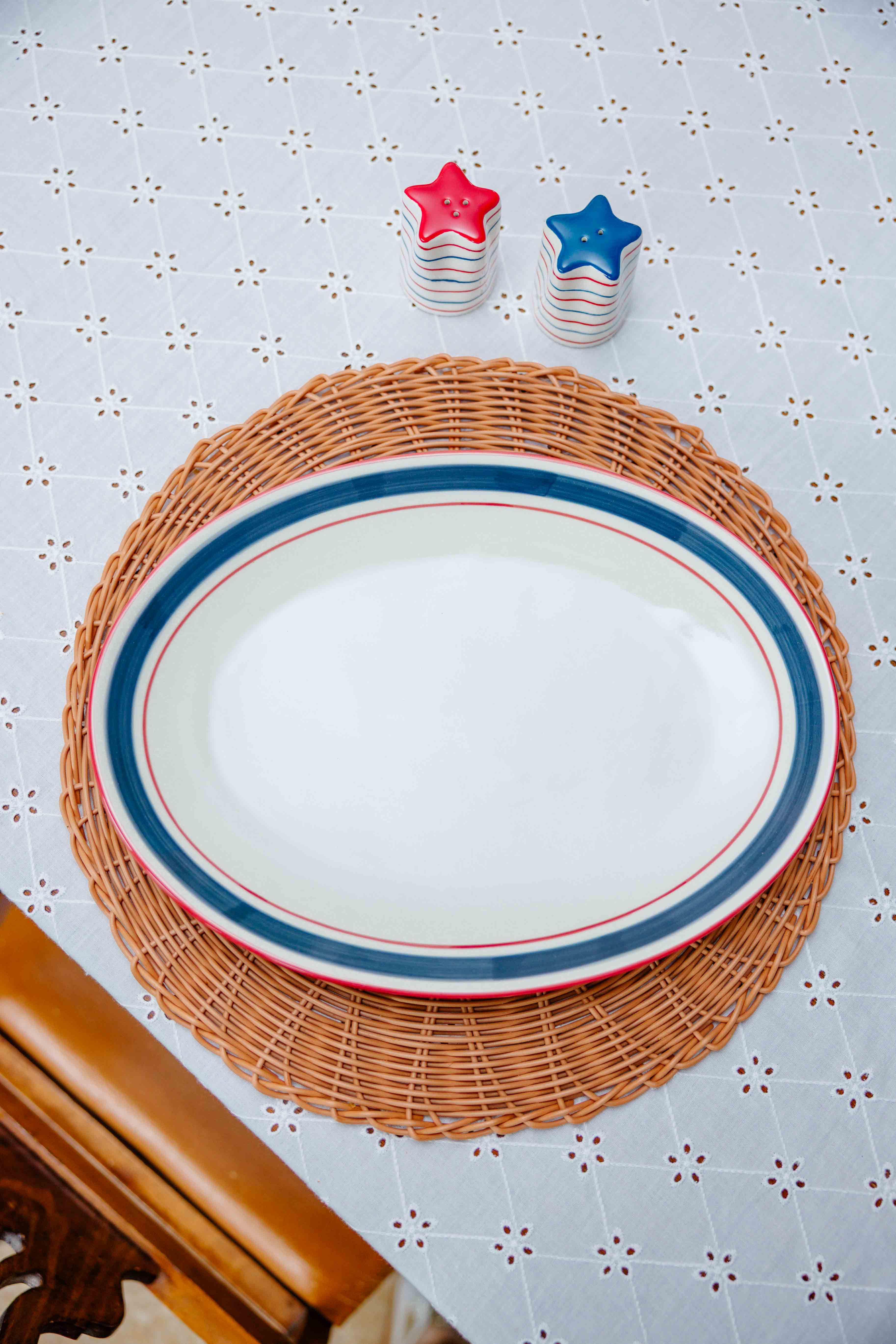 Coastal Stripe Oval Tray