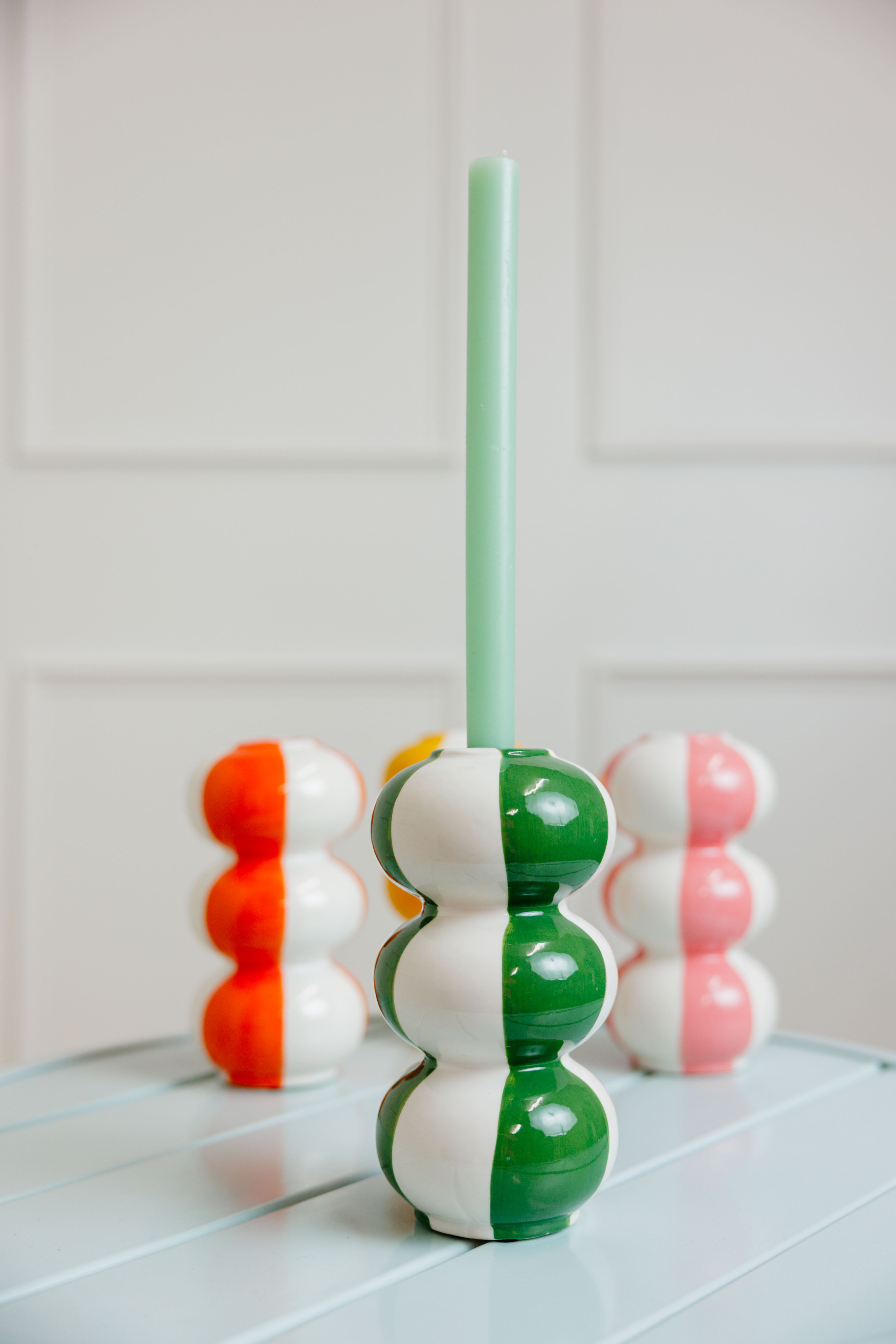 Striped Taper Candle Holder