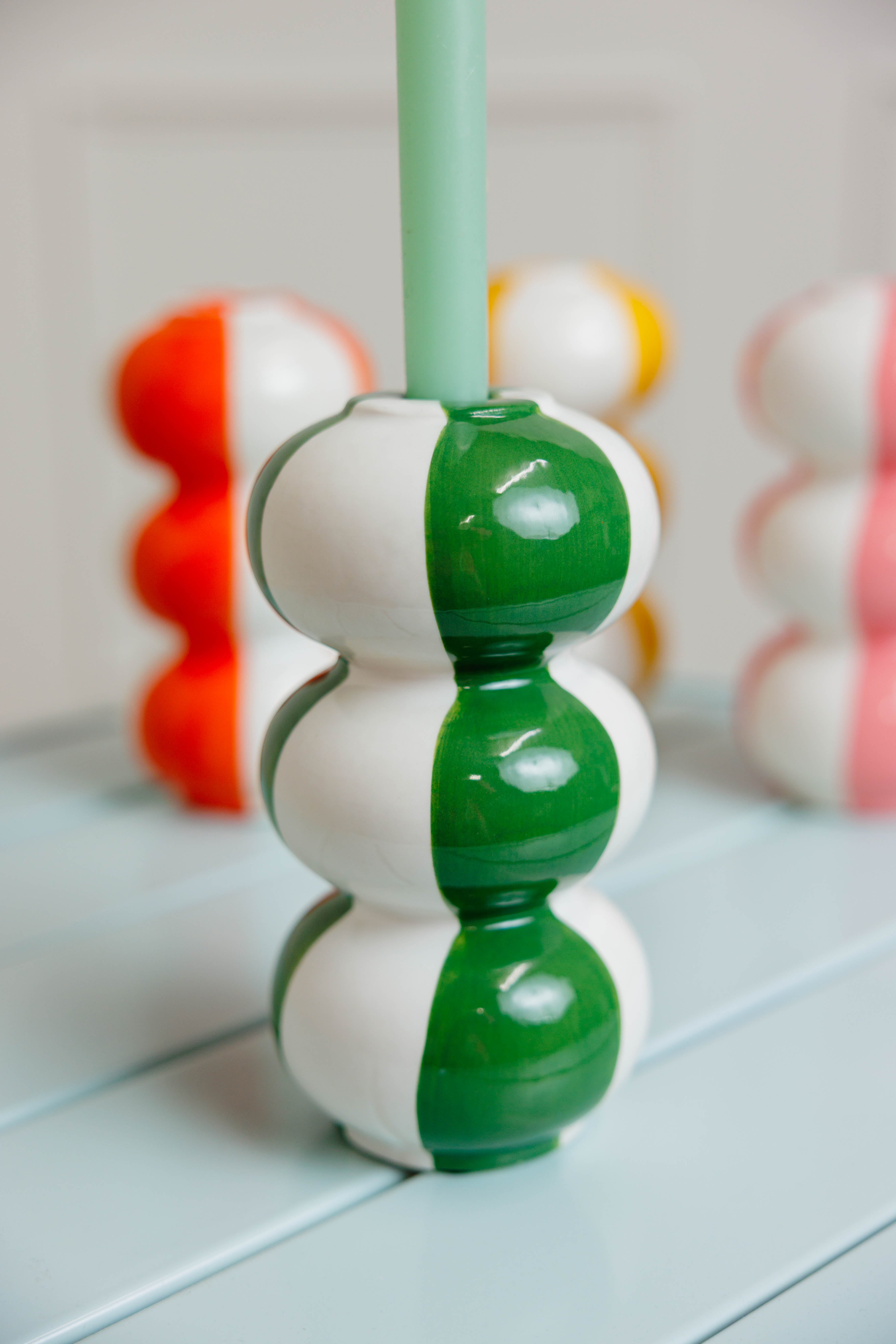 Striped Taper Candle Holder