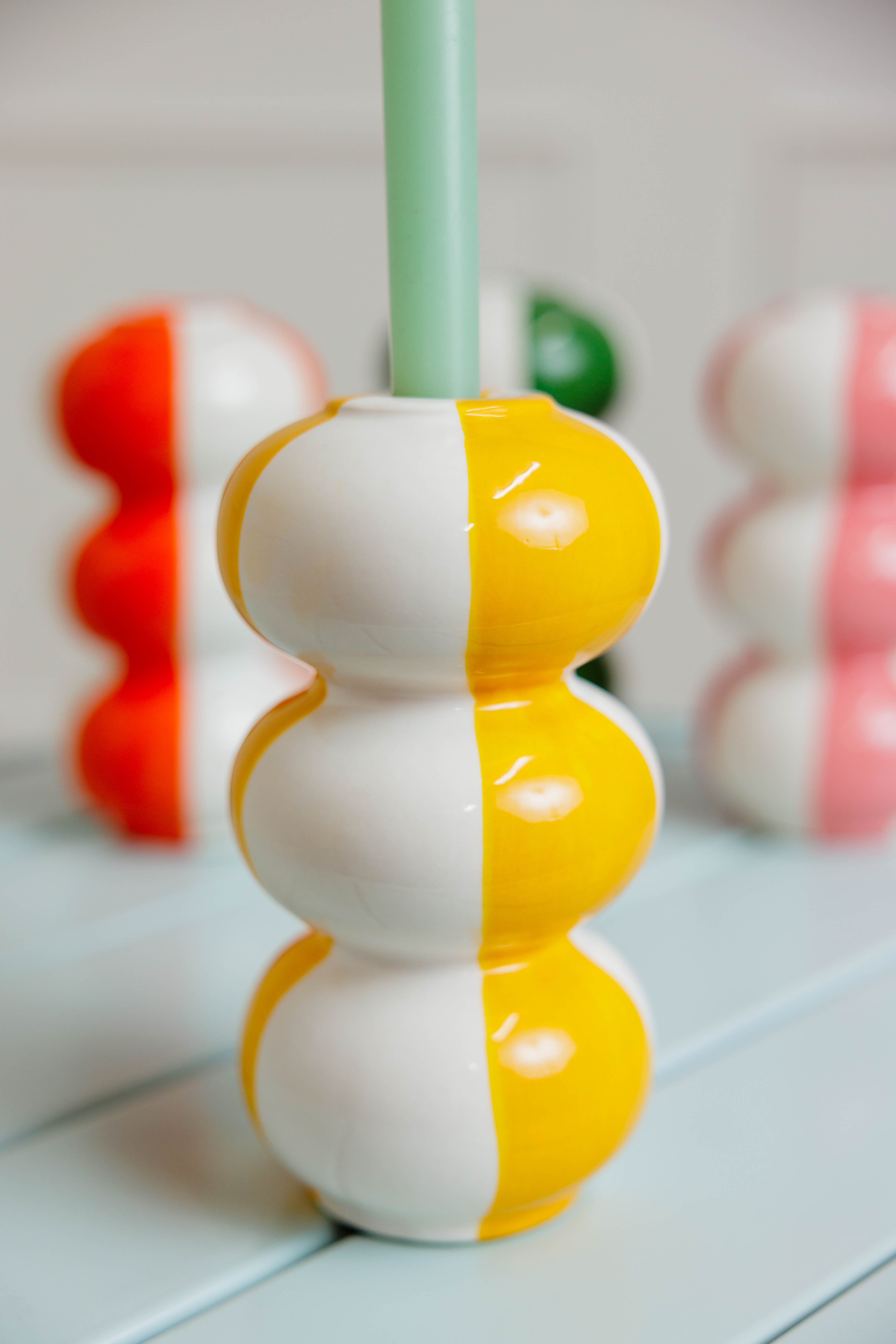 Striped Taper Candle Holder