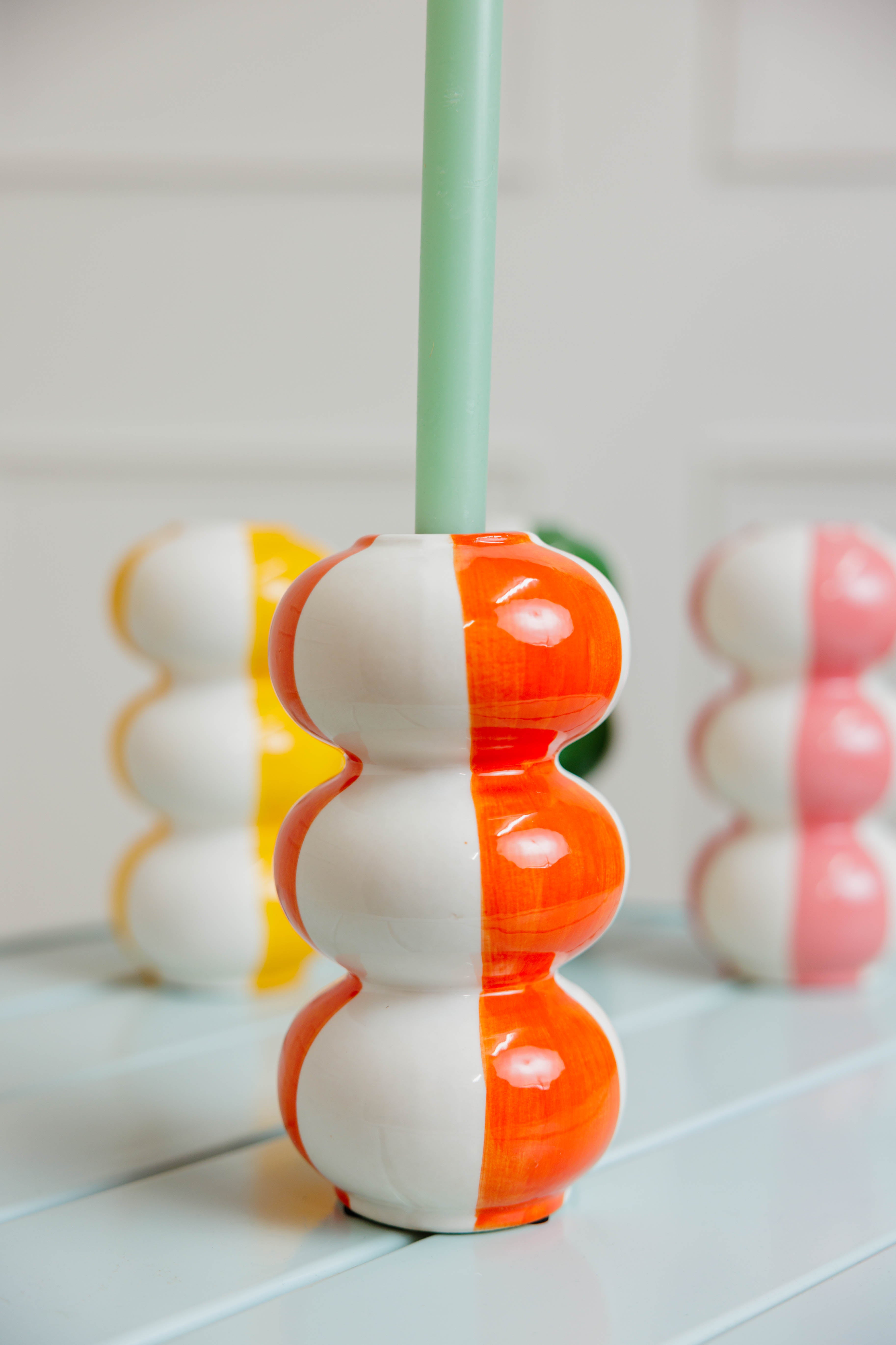 Striped Taper Candle Holder