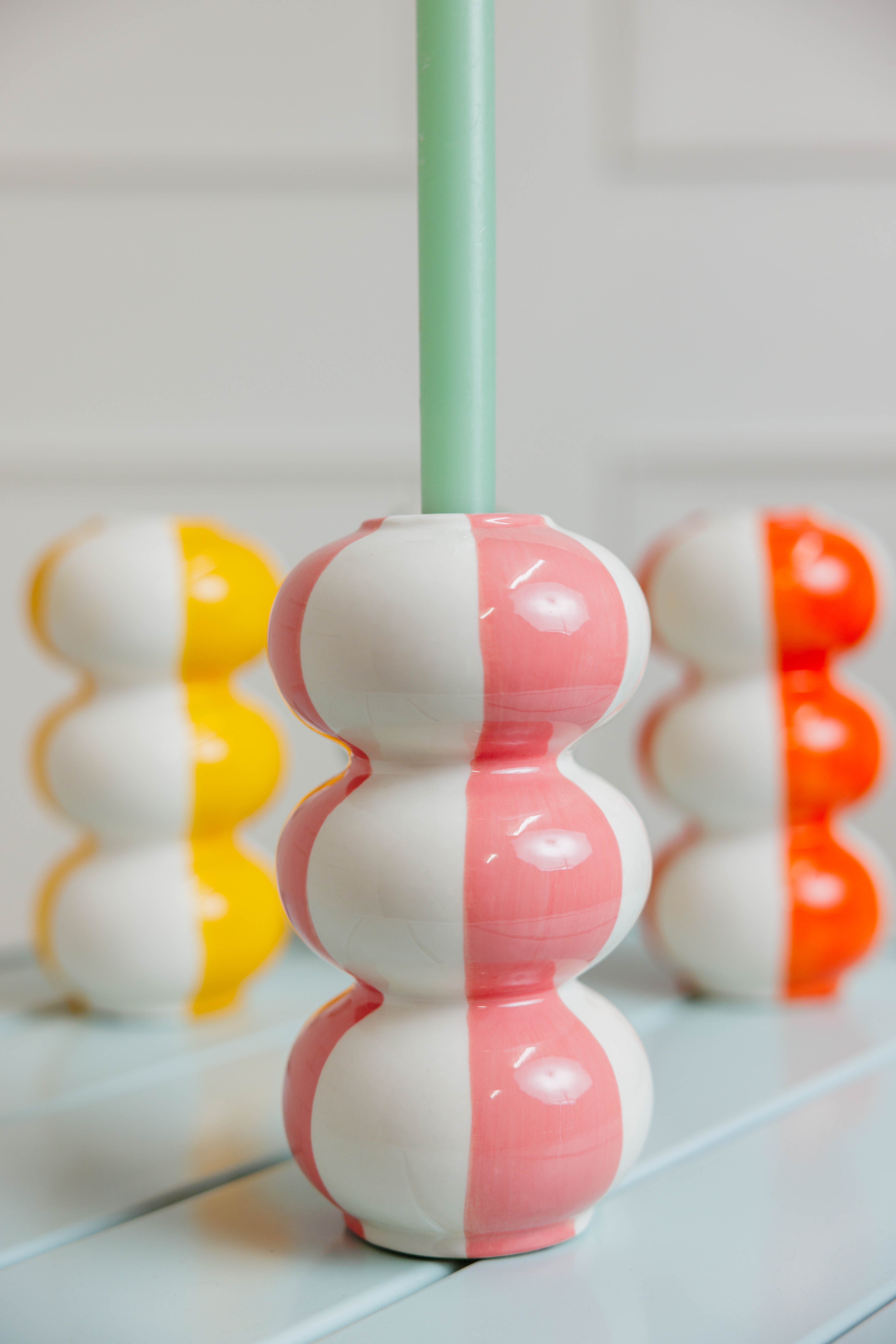 Striped Taper Candle Holder