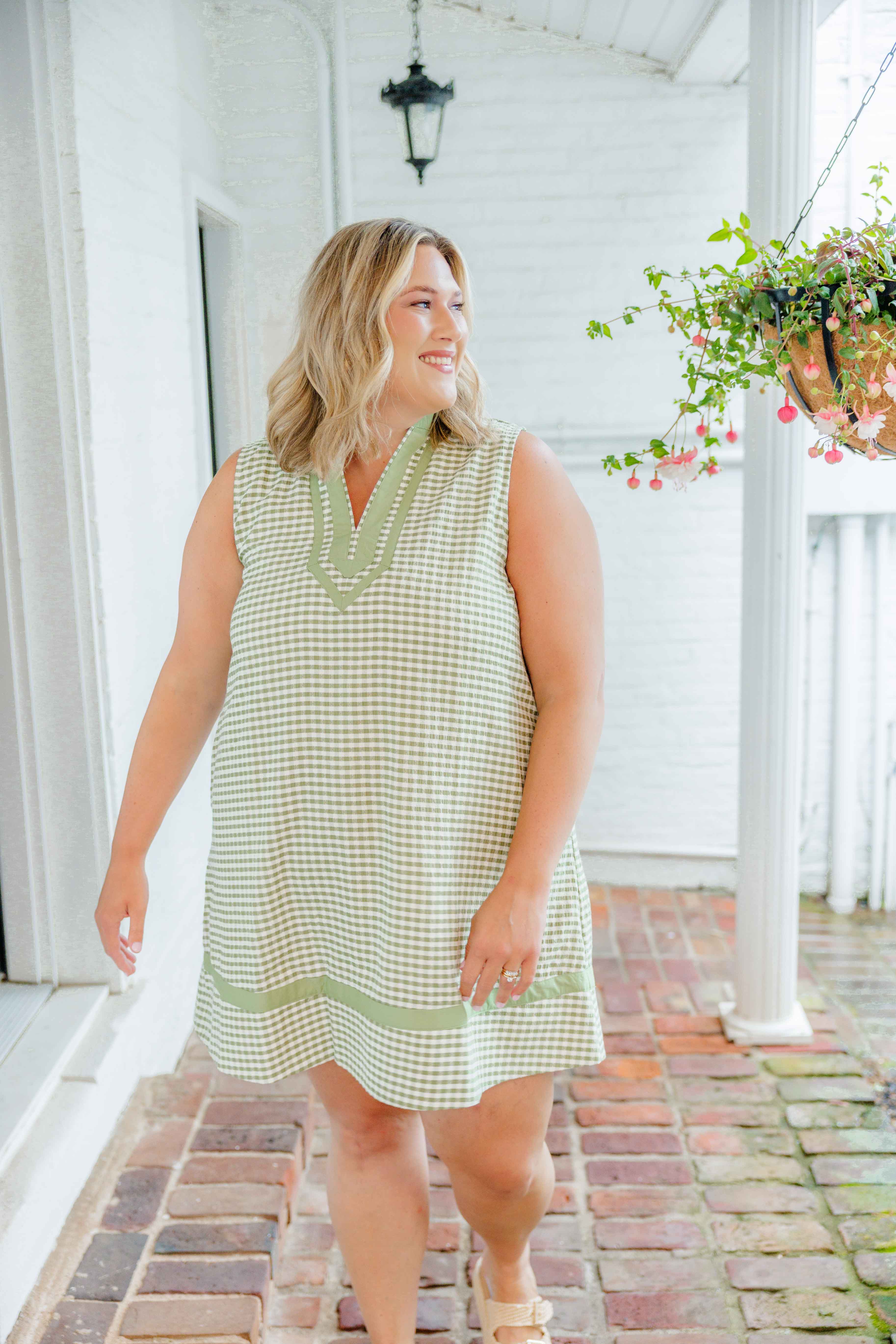 Matcha Moment Gingham Dress