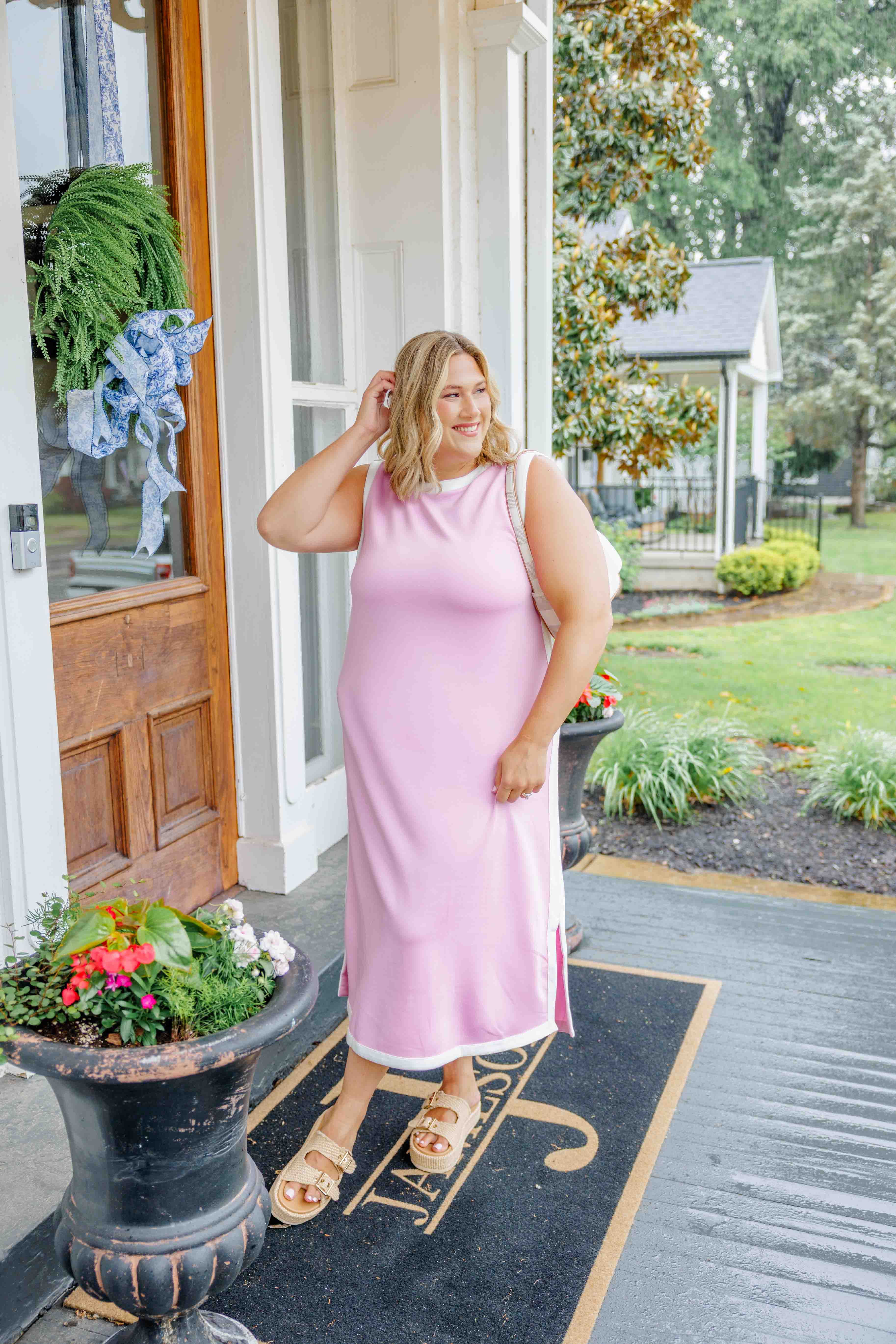 Pink Poppy Midi Dress