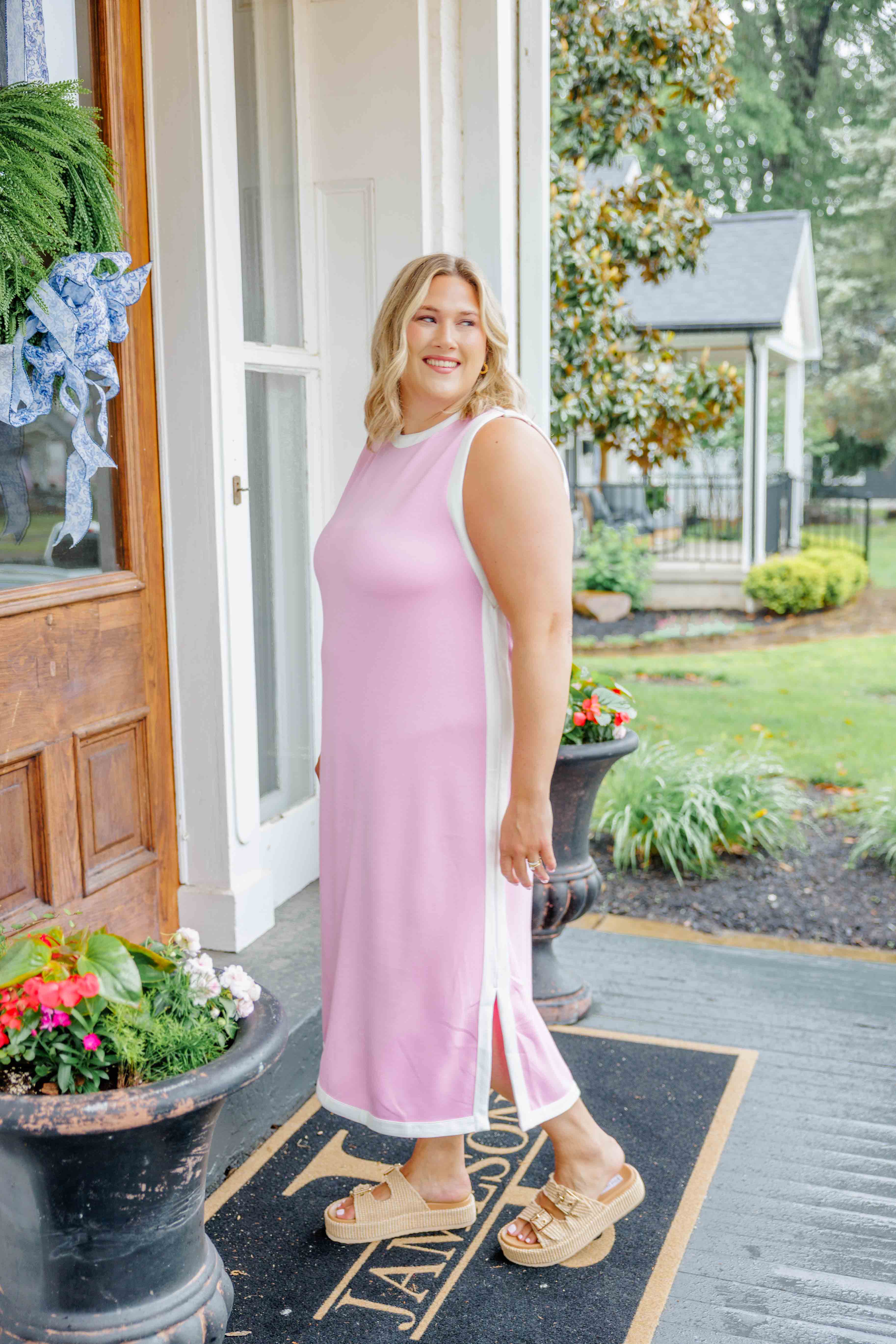 Pink Poppy Midi Dress