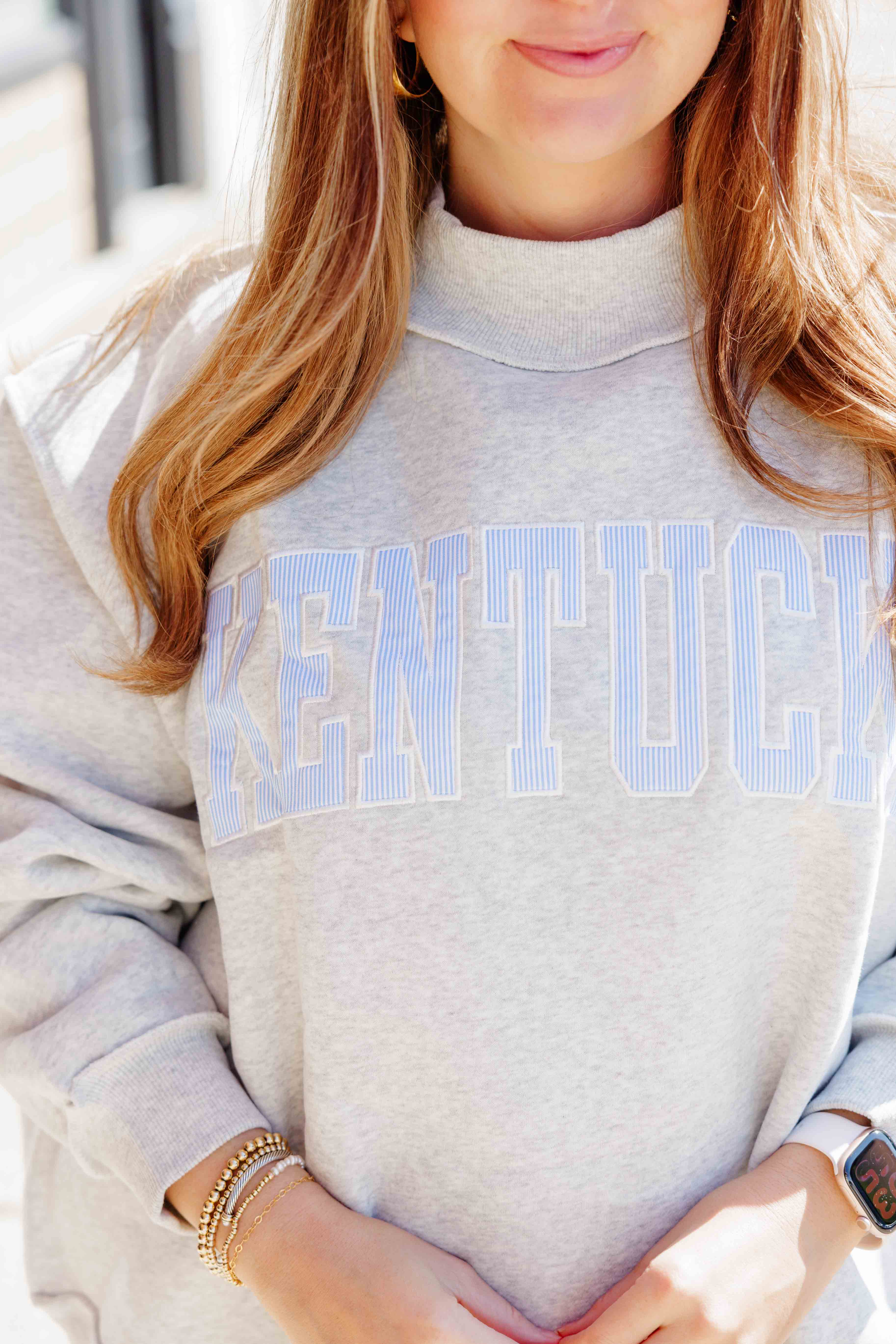 KY Stripe Mock Neck Sweatshirt