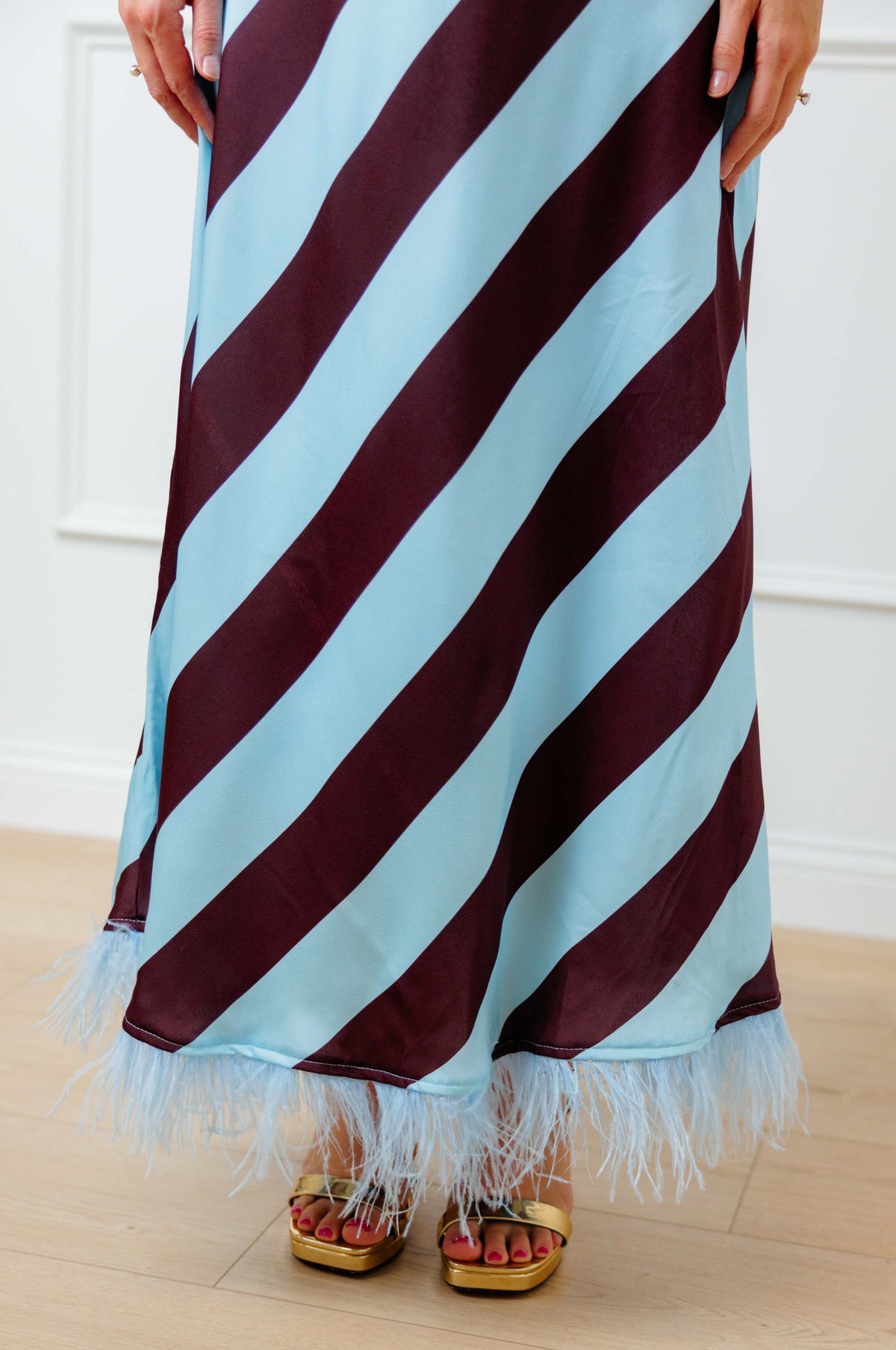 Feather Stripe Maxi Dress