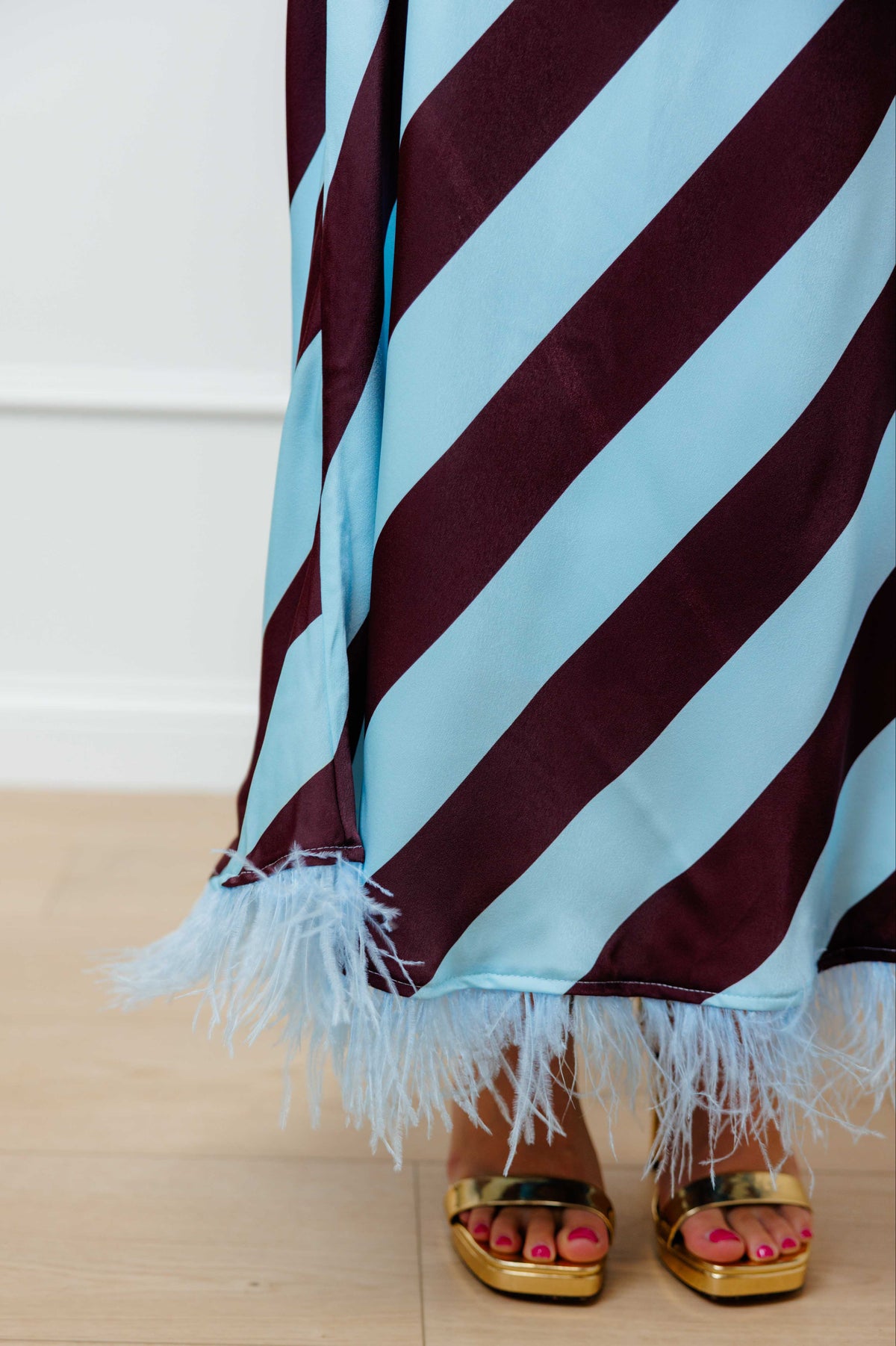 Feather Stripe Maxi Dress