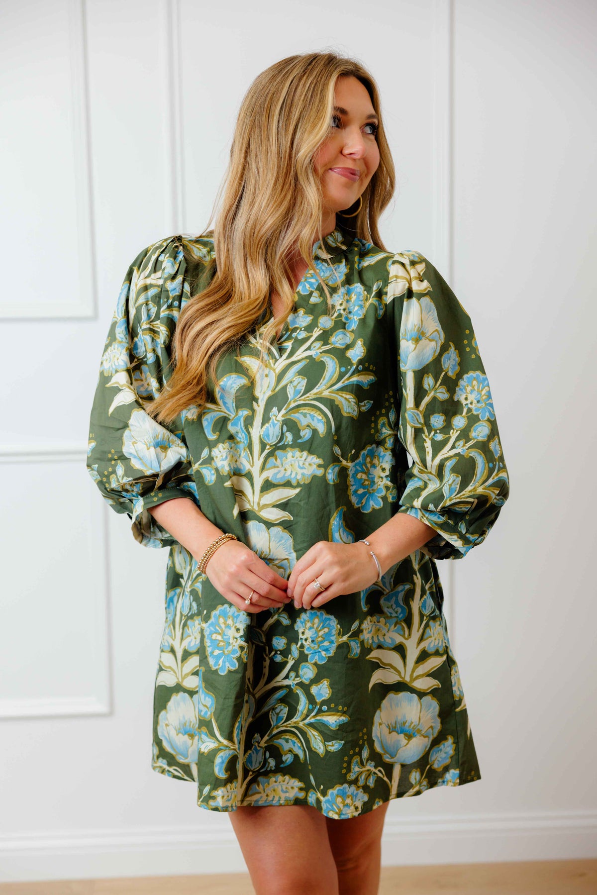 Olive Floral Print Dress