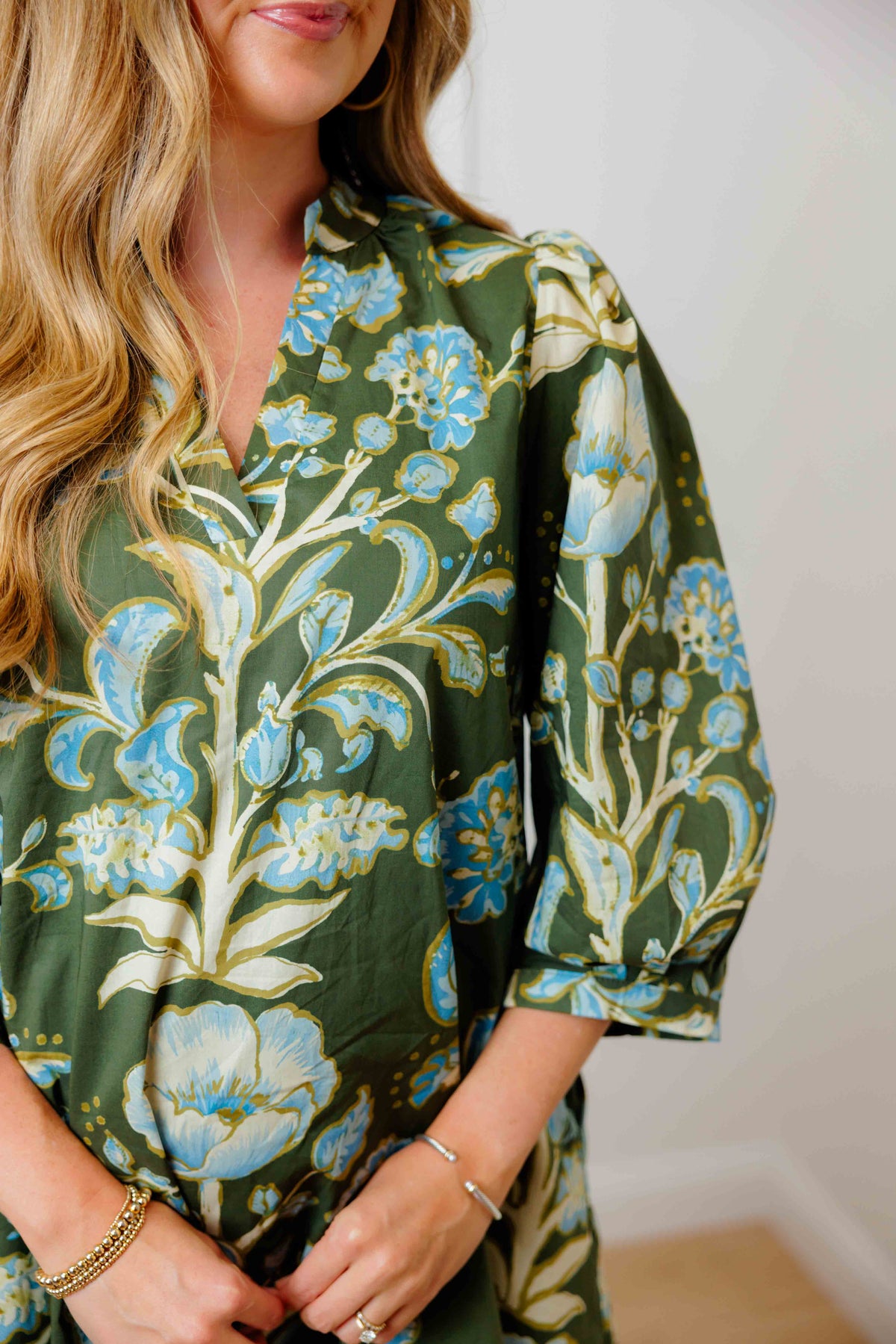 Olive Floral Print Dress