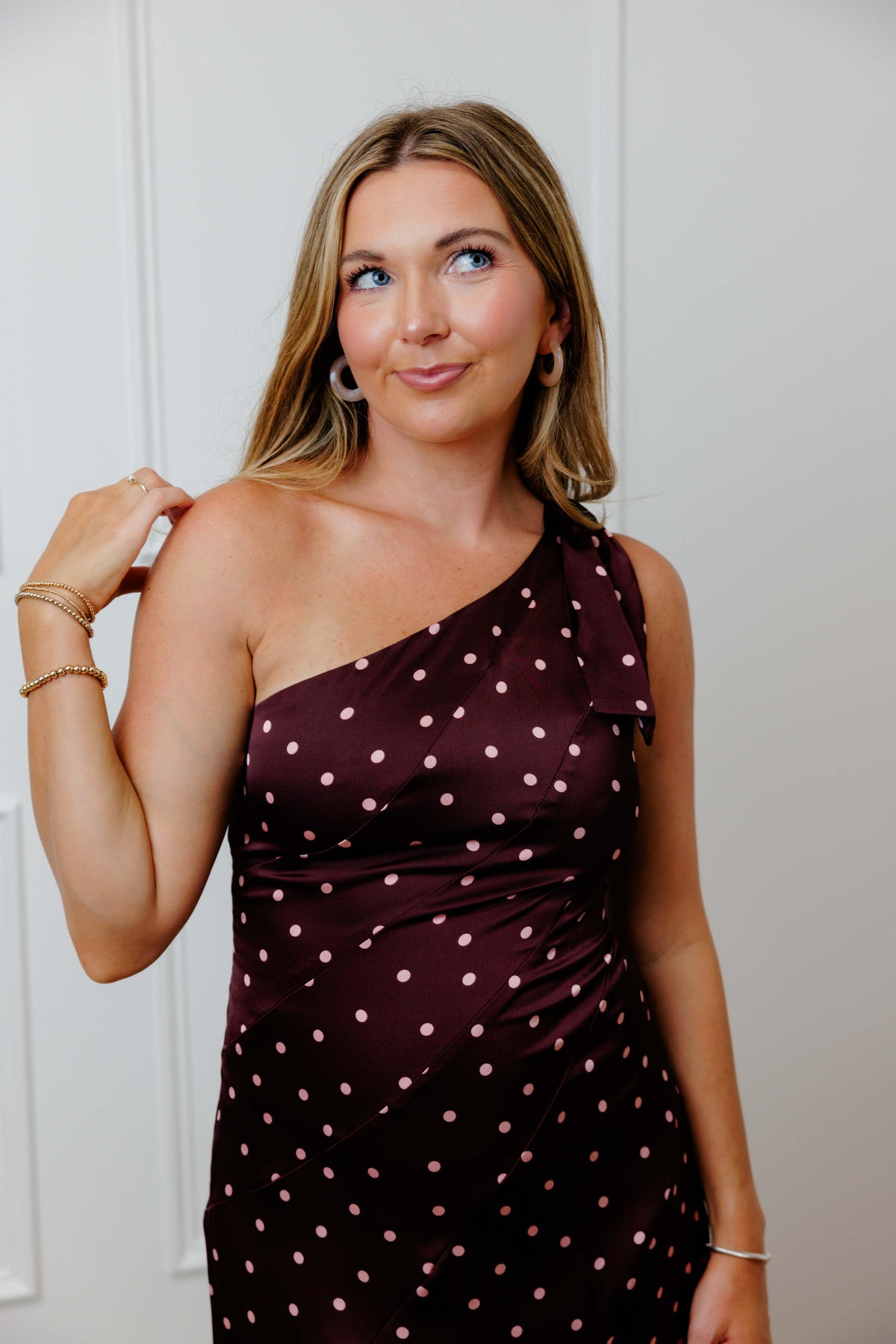 Wine Polka Dot Midi Dress