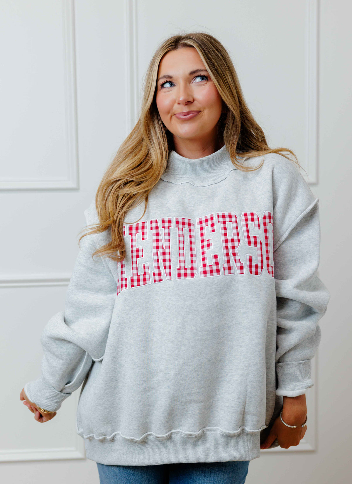 Henderson Gingham Mock Neck Sweatshirt