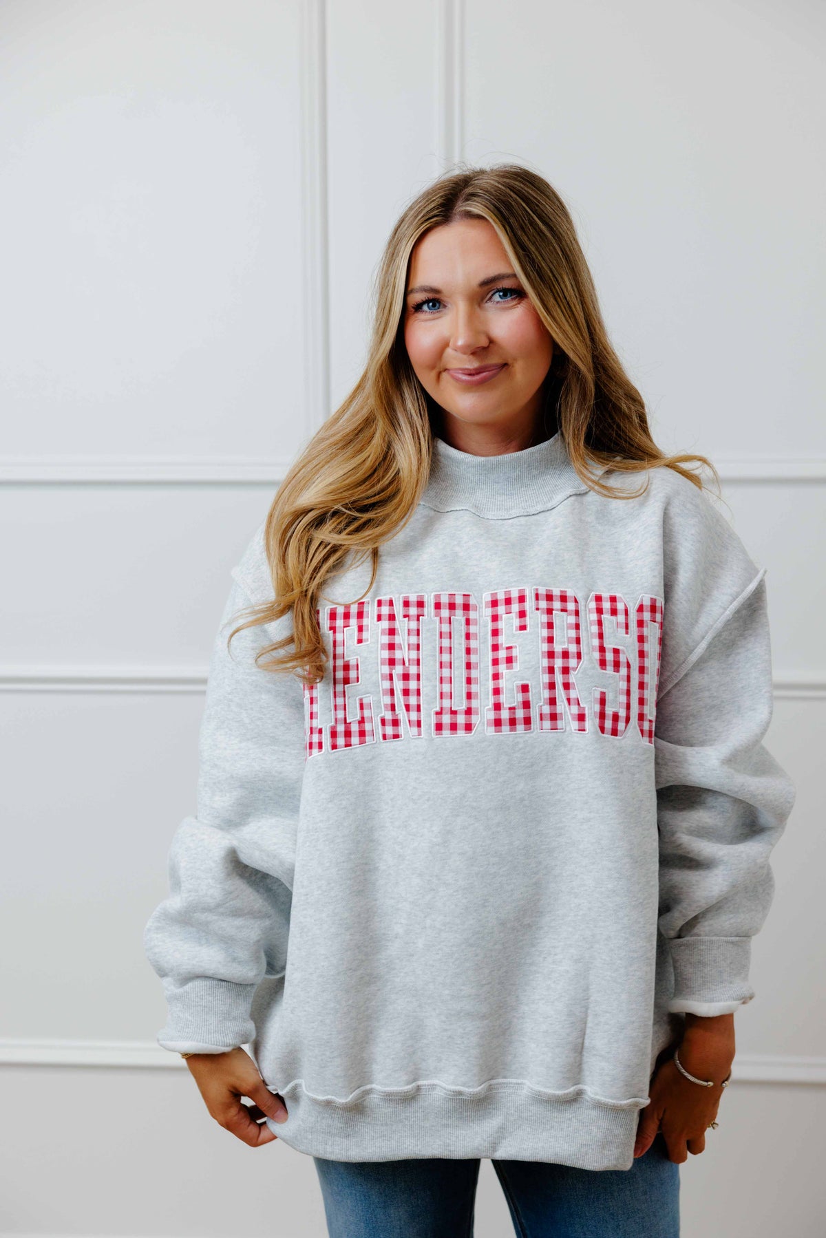 Henderson Gingham Mock Neck Sweatshirt