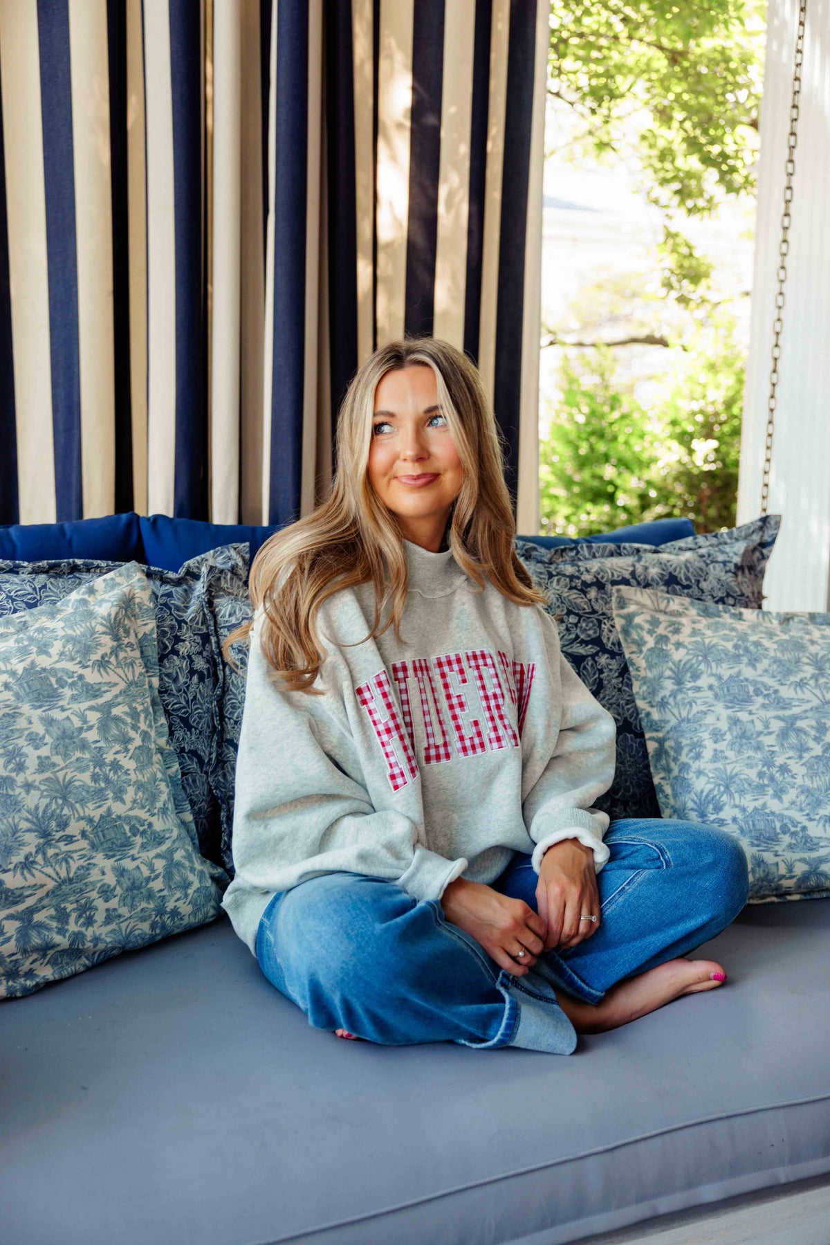 Henderson Gingham Mock Neck Sweatshirt