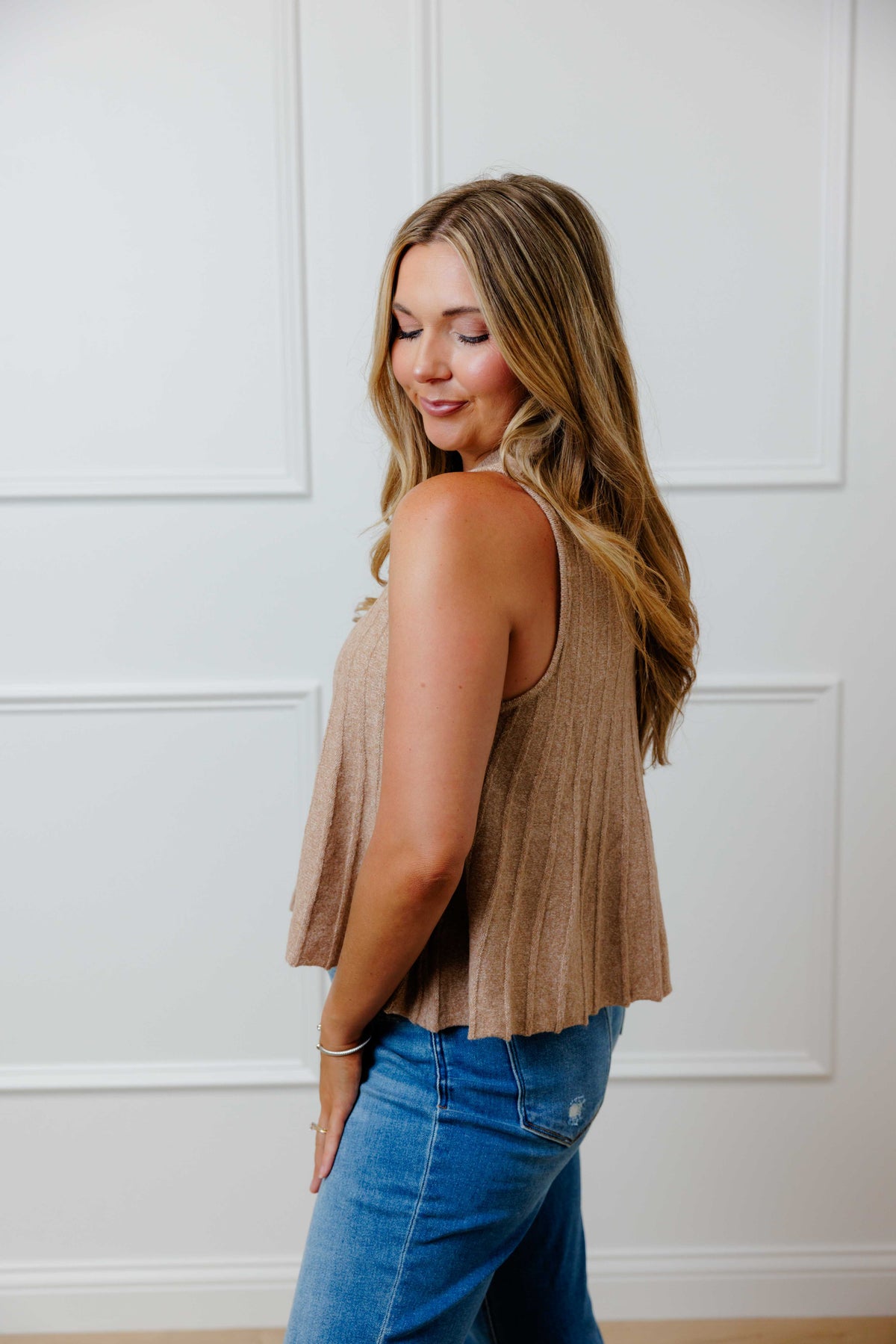 Mocha Ribbed Sweater Top