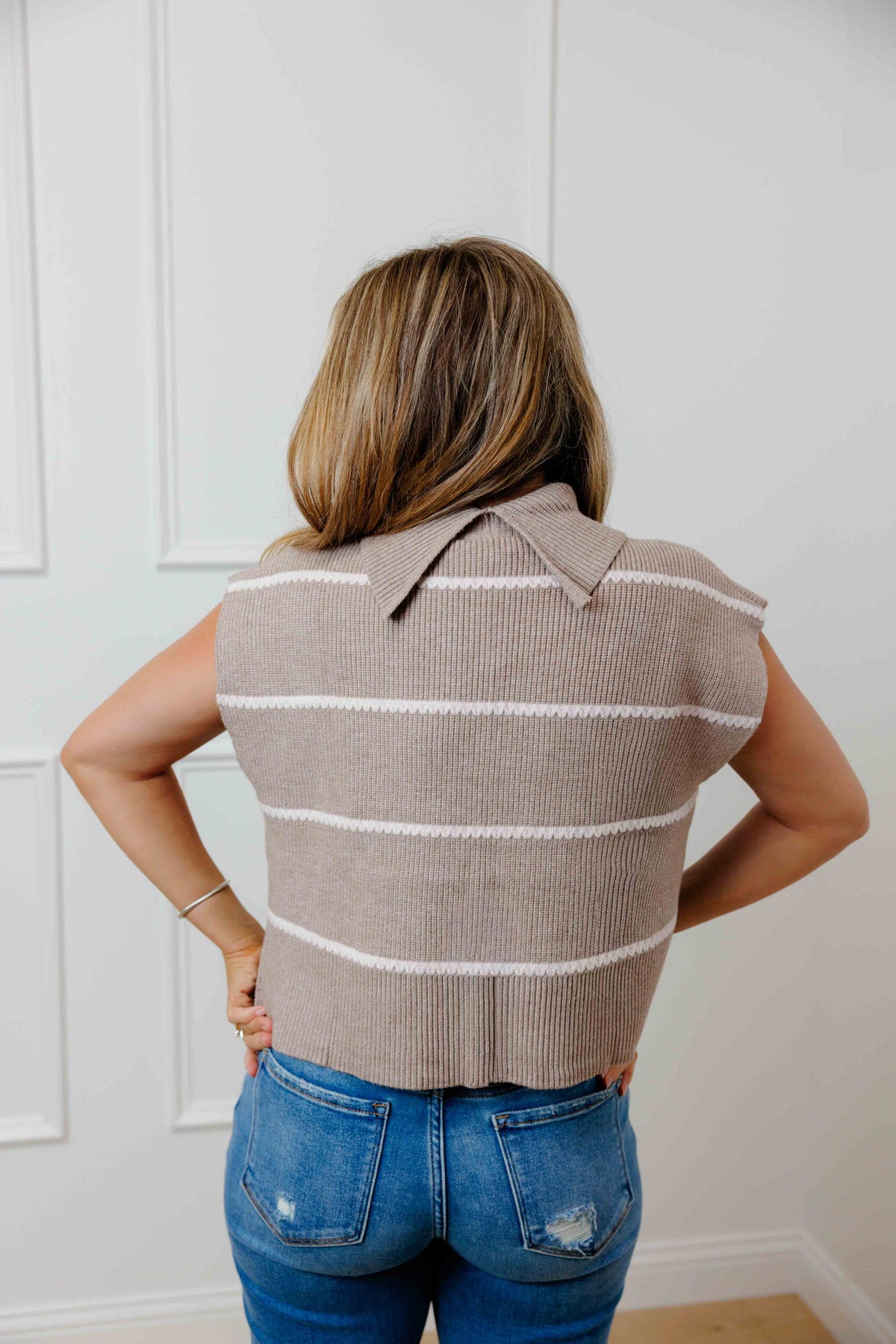 Taupe Knit Sweater Vest