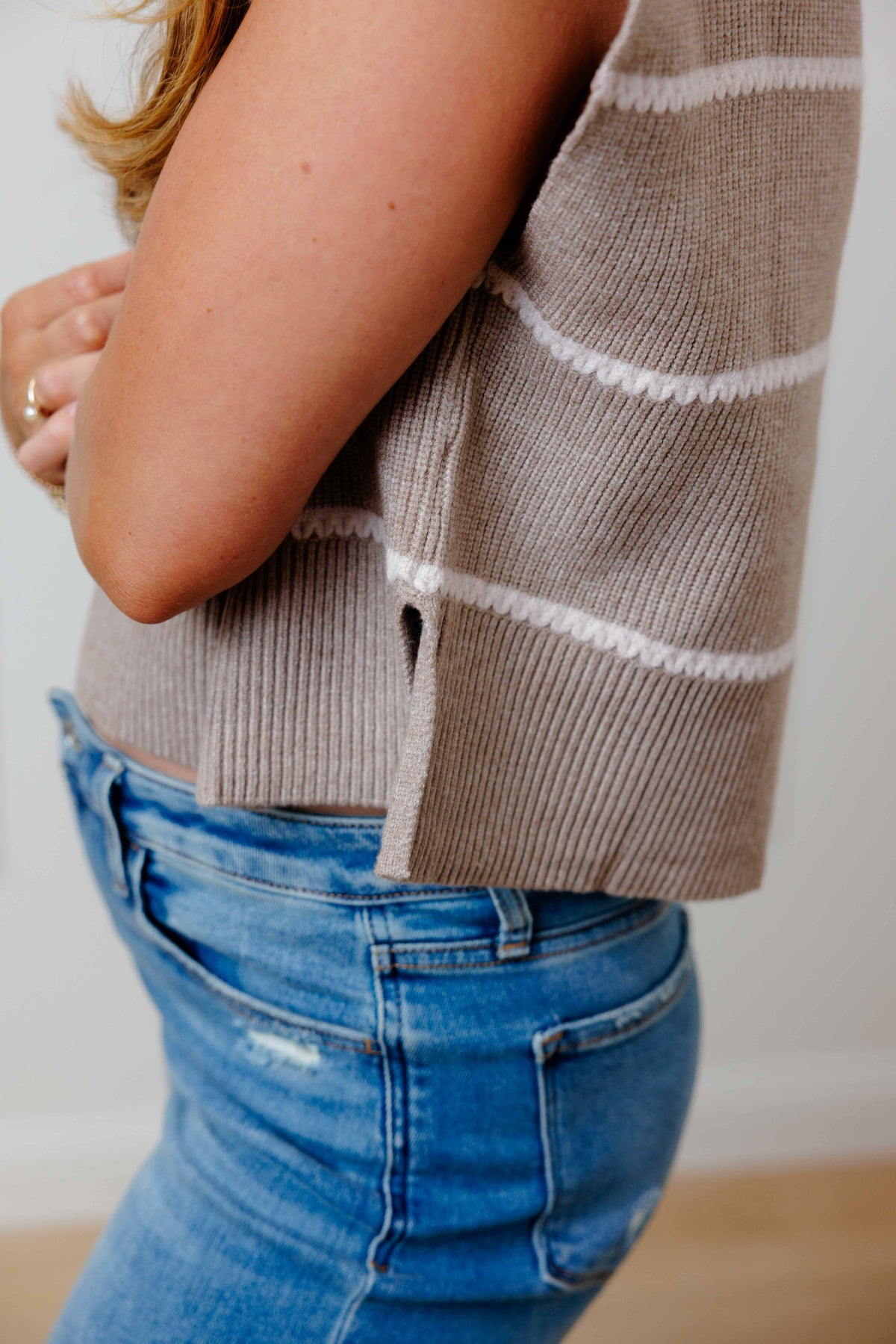 Taupe Knit Sweater Vest