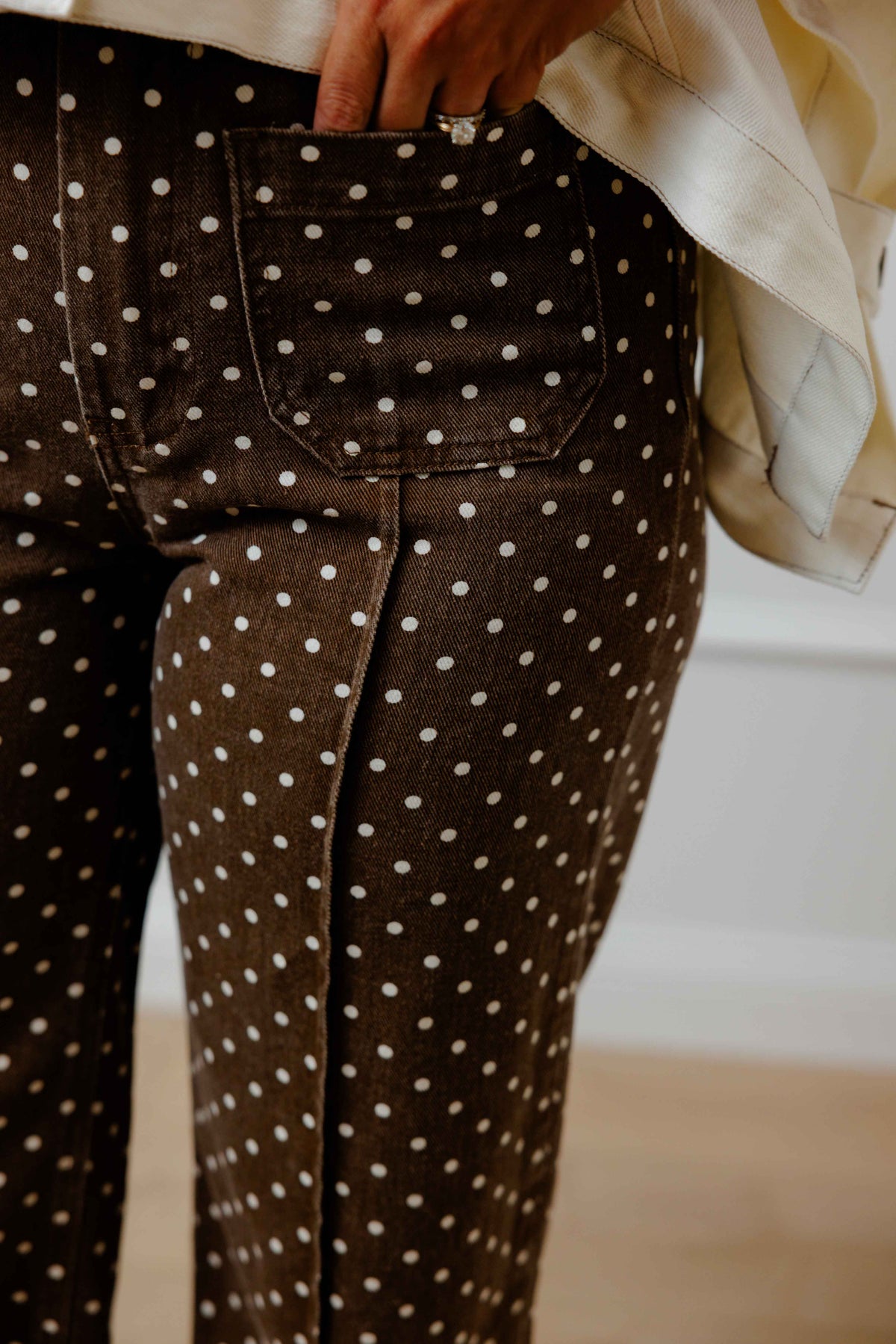 Brown Dot Denim Pants