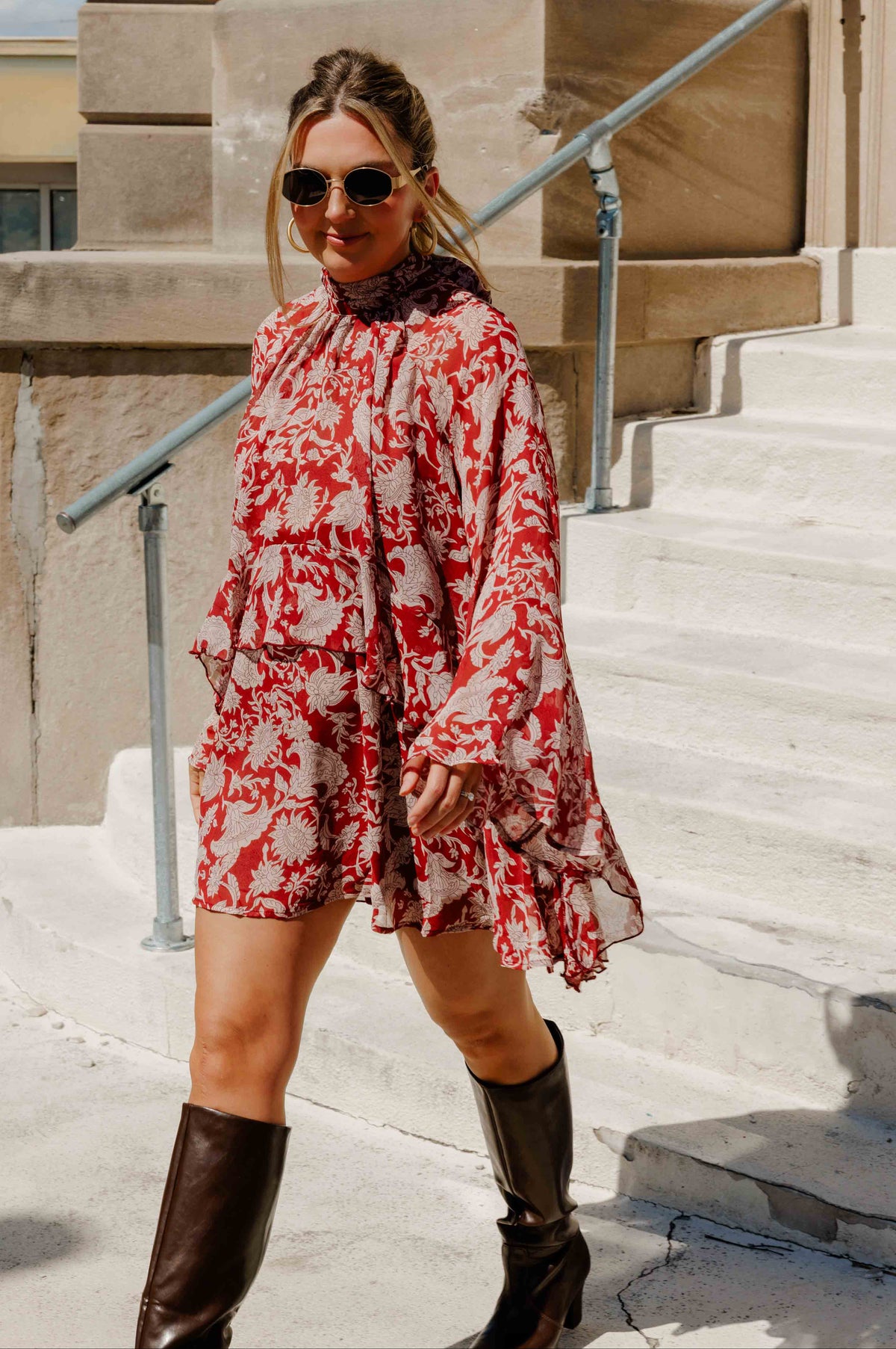 Burgundy Fall Floral Dress