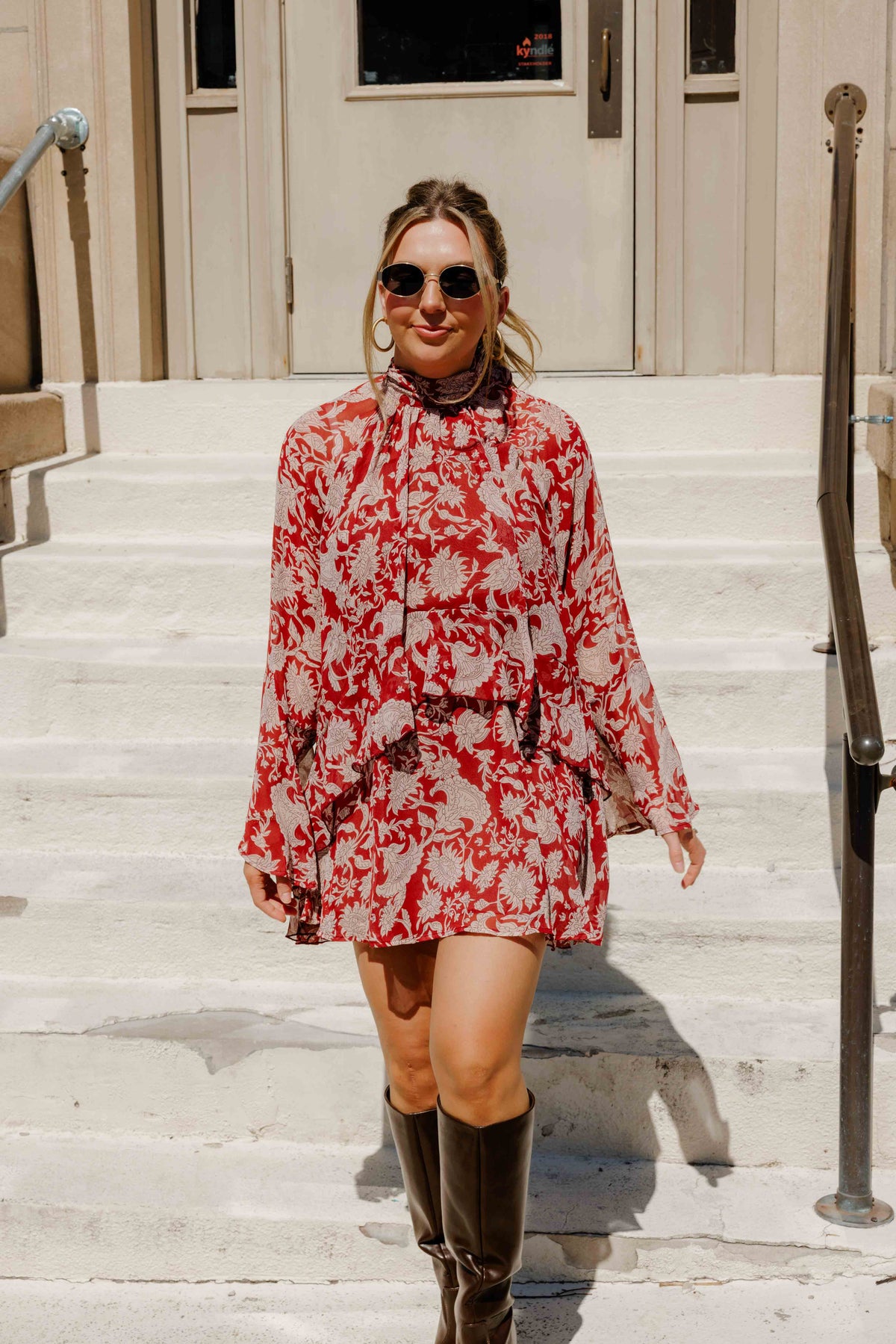 Burgundy Fall Floral Dress