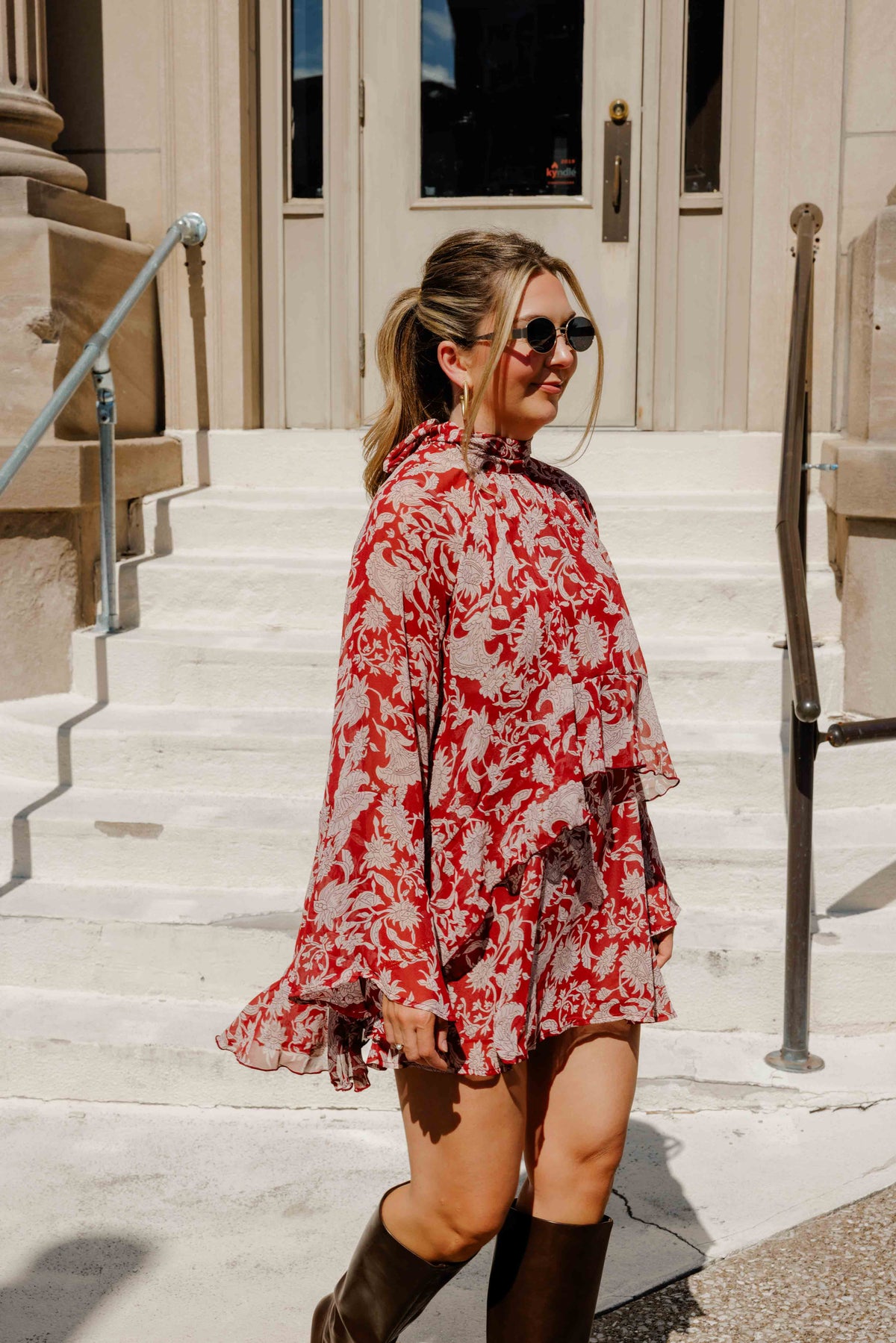 Burgundy Fall Floral Dress