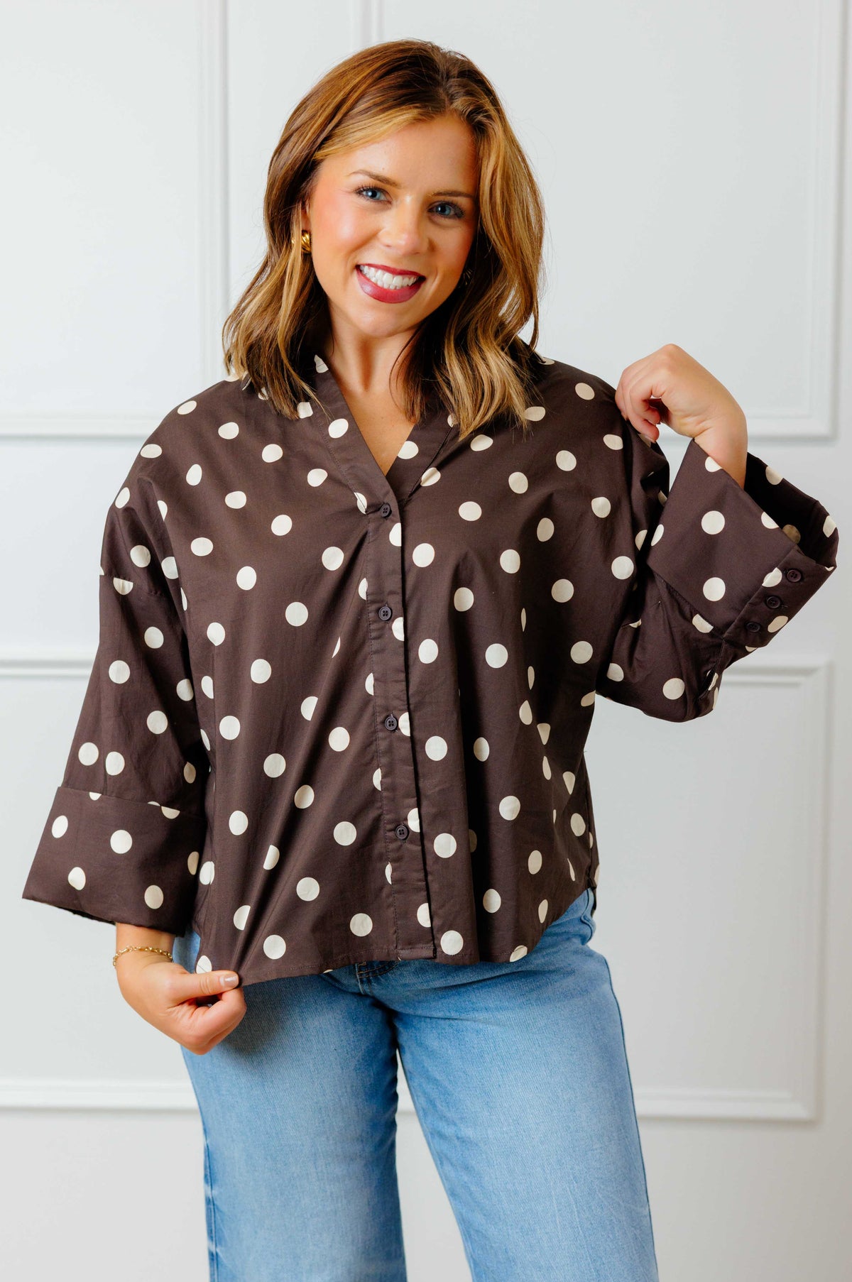 Espresso Polka Dot Top