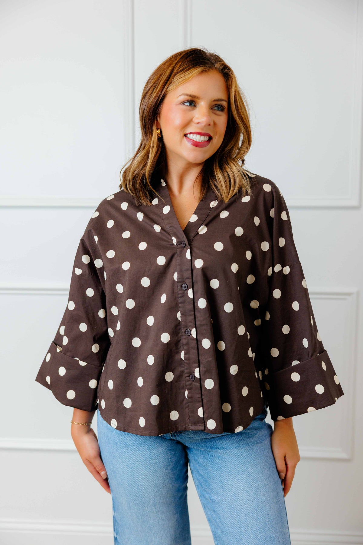 Espresso Polka Dot Top