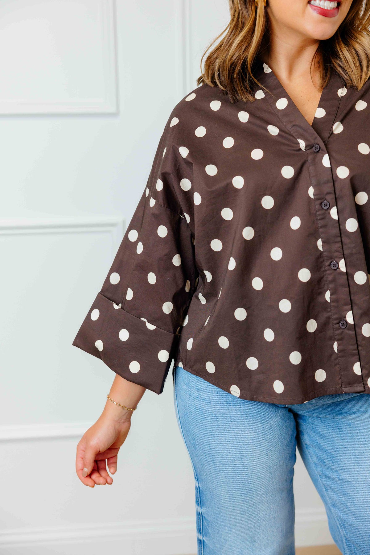 Espresso Polka Dot Top