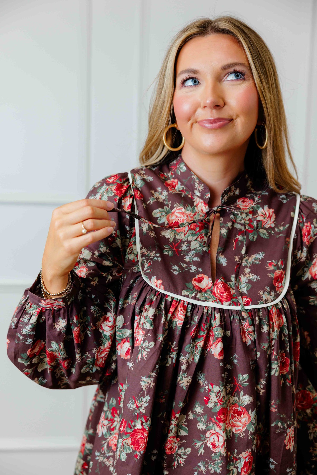 Brown Floral Babydoll Dress