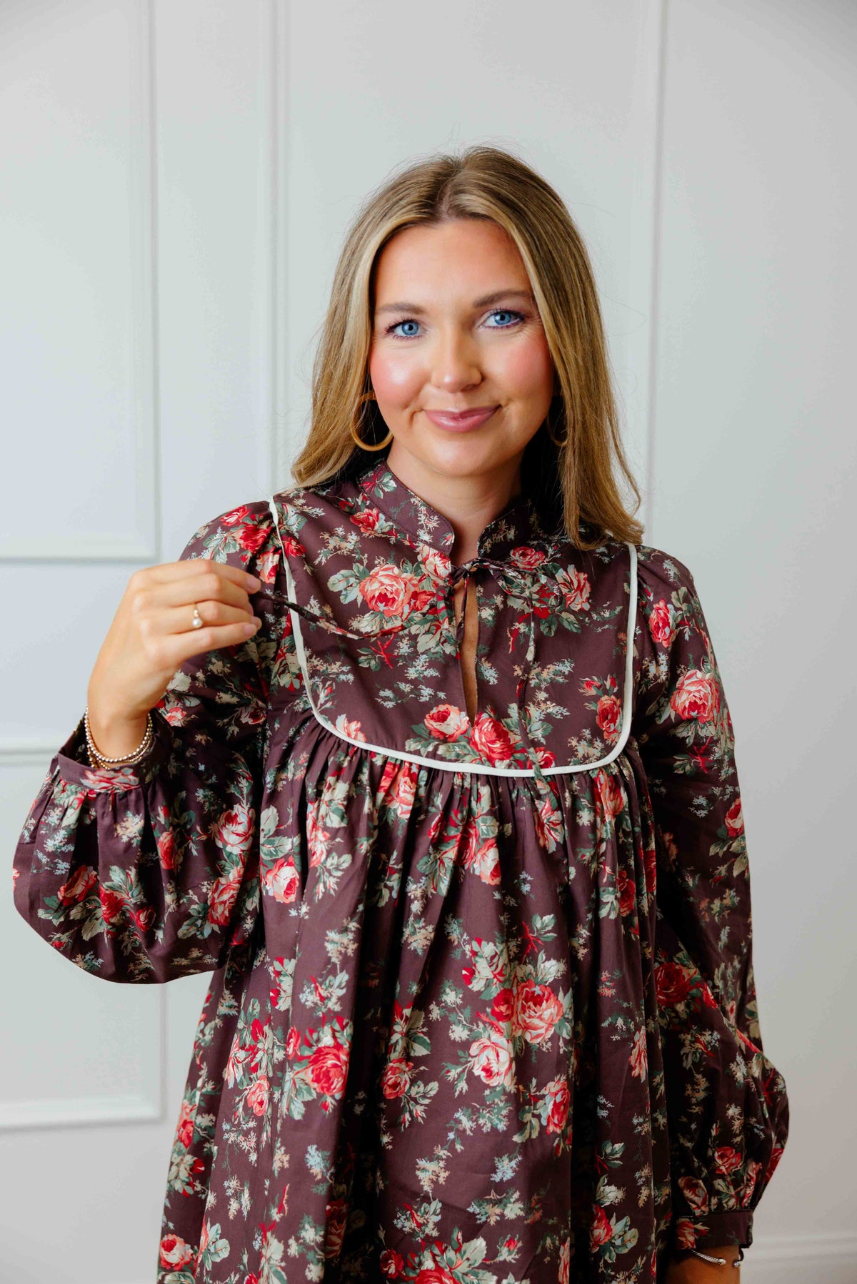 Brown Floral Babydoll Dress
