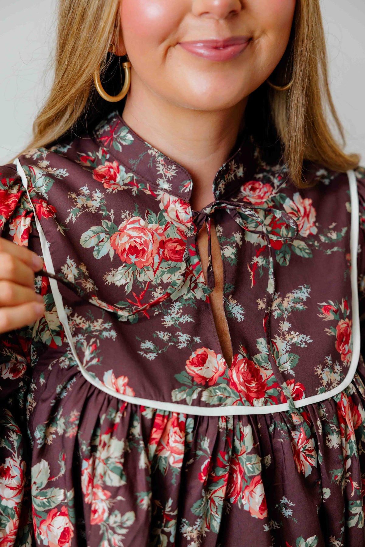 Brown Floral Babydoll Dress
