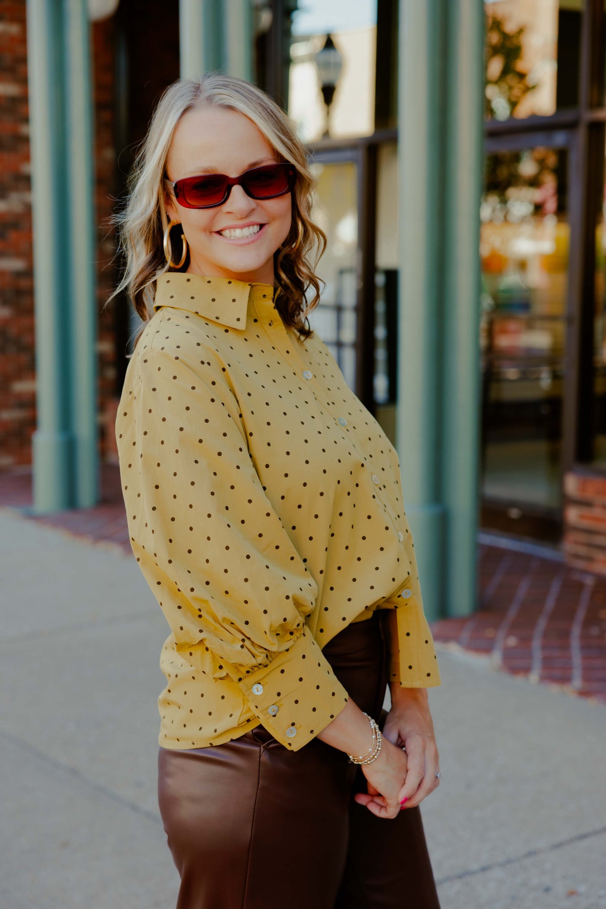 Mustard Dot Blouse