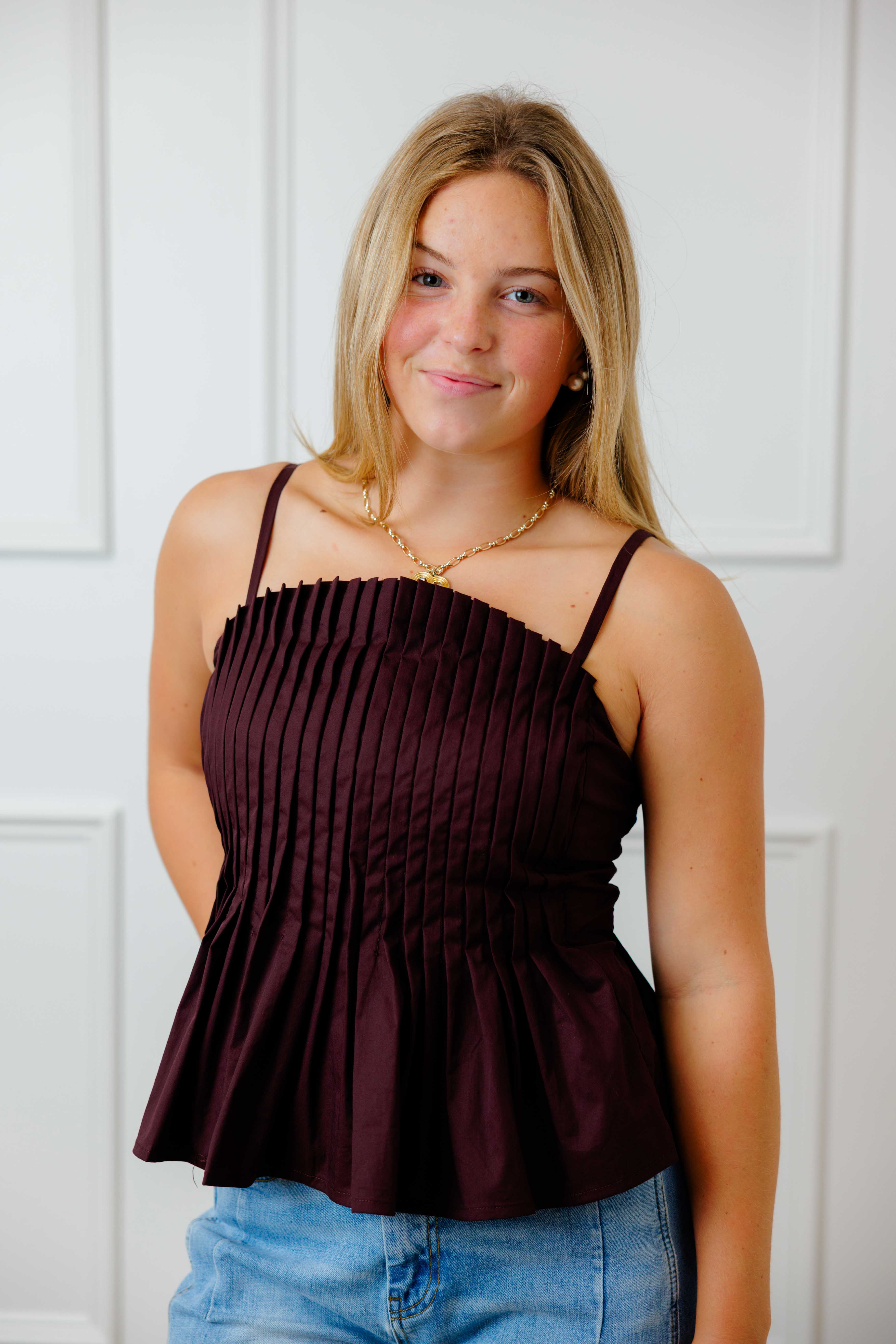 Brown Pleated Top