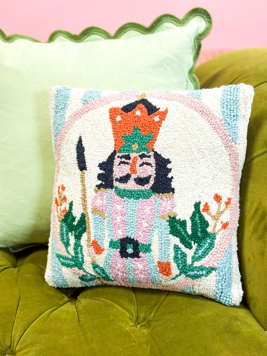 Holly Stripe Nutcracker Hook Pillow