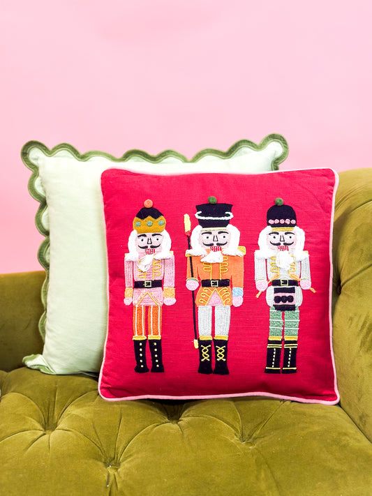 Embroidered Nutcrackers Pillow