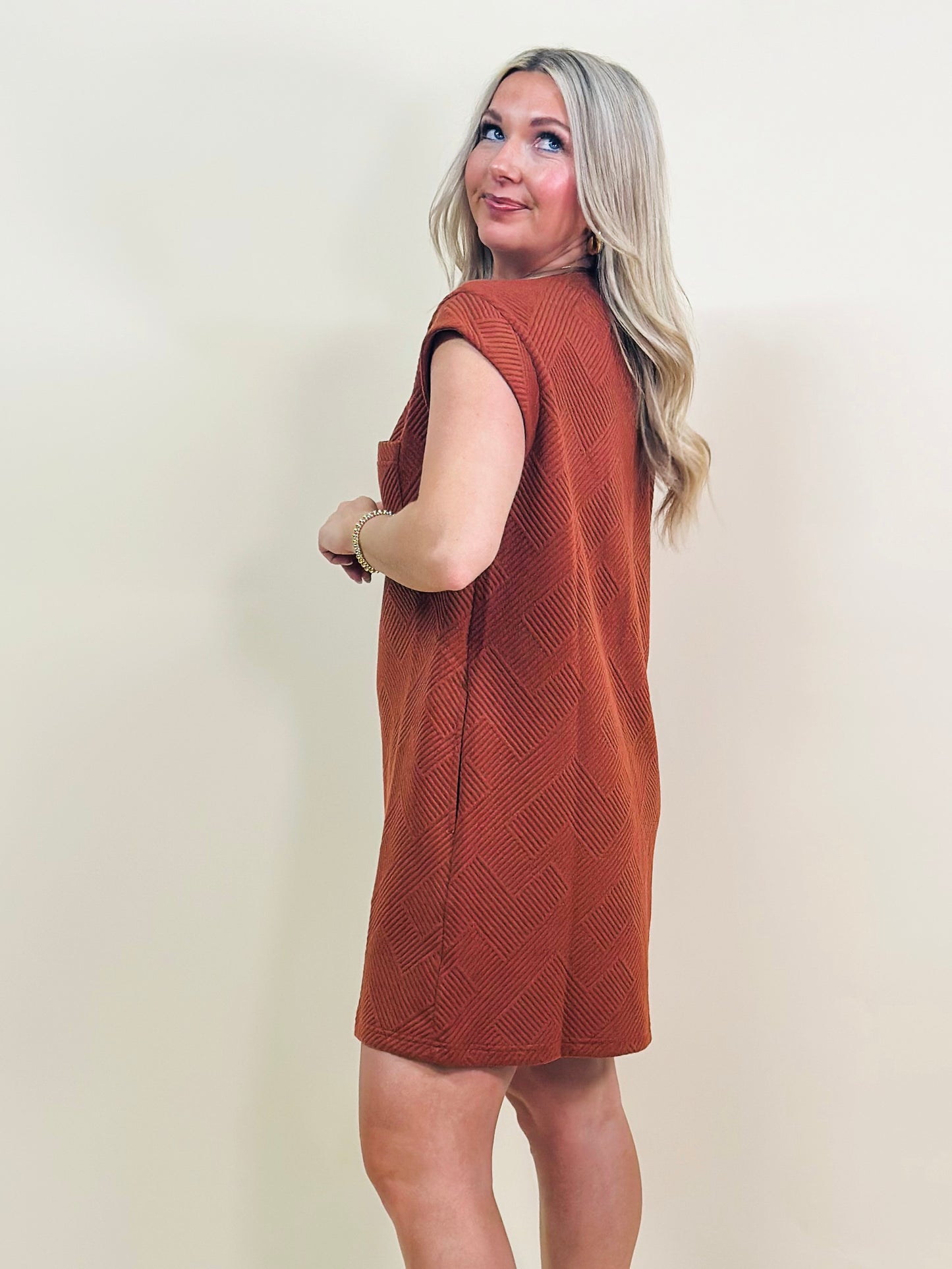 Rust Textured SS Dress