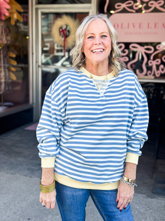 Blue Yellow Striped Top