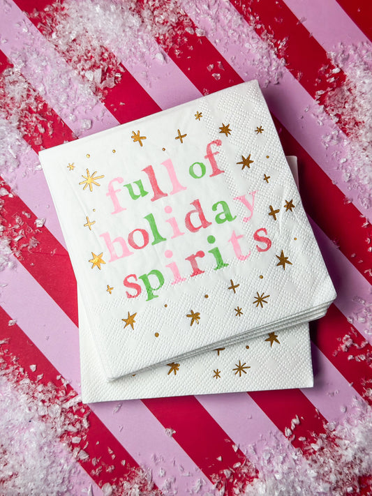 Full of Holiday Spirits Foil Beverage Napkins