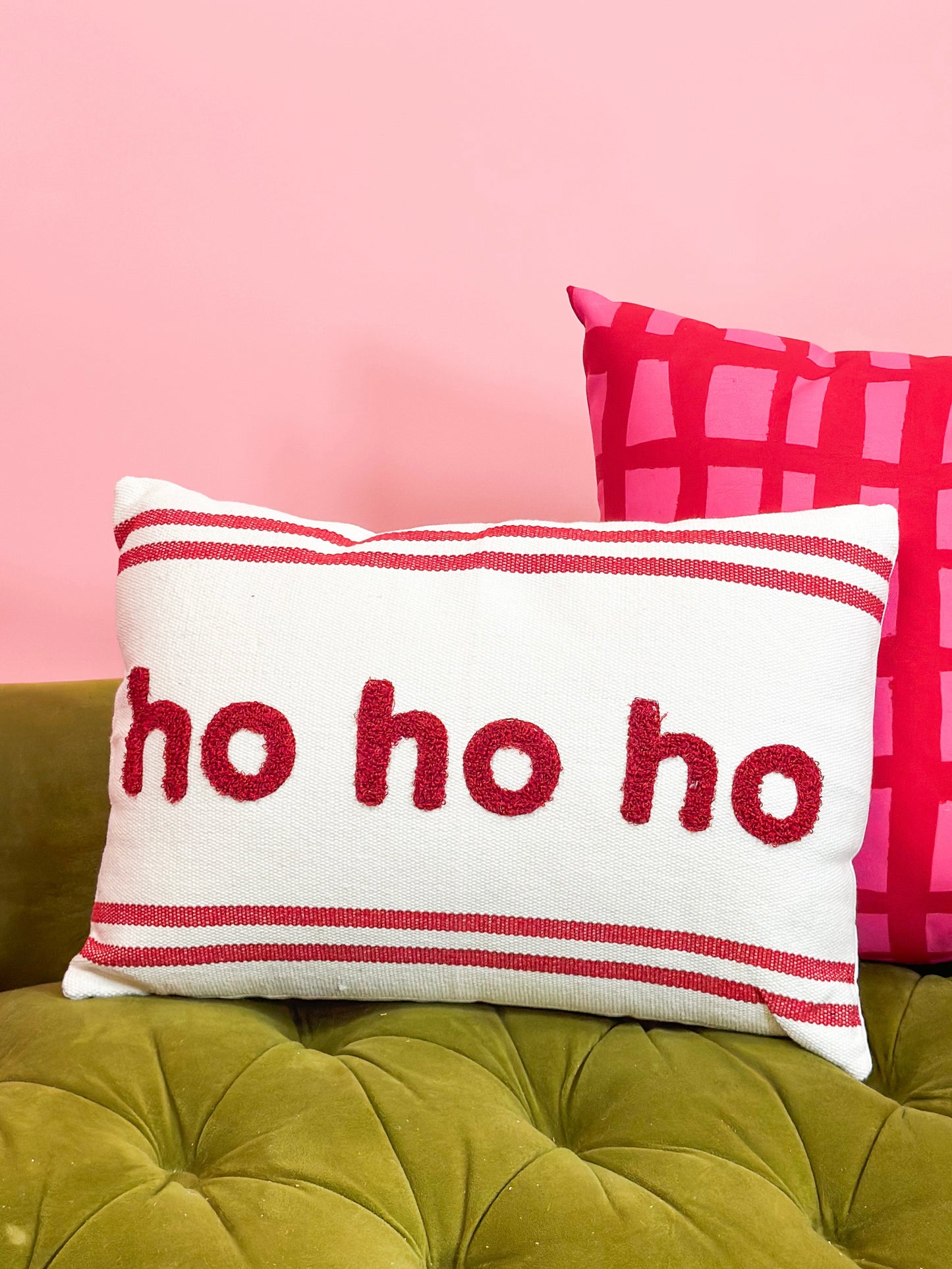 Ho Ho Ho Embroidered Throw Pillow