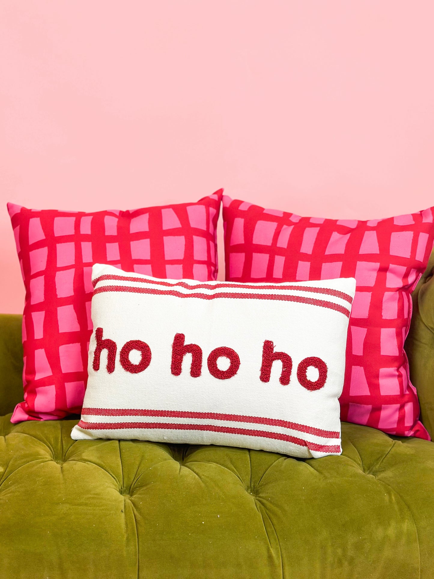 Ho Ho Ho Embroidered Throw Pillow