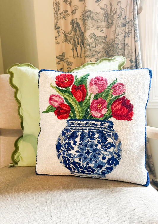 Tulip Chinoiserie Vase Hook Pillow