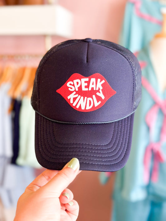 Speak Kindly Navy Trucker Hat