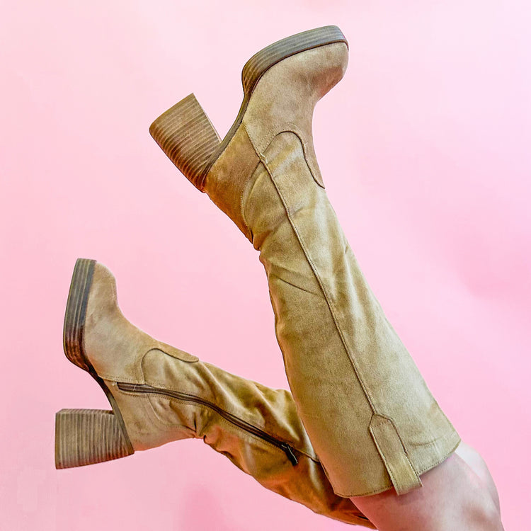 Taupe Suede Tall Boot