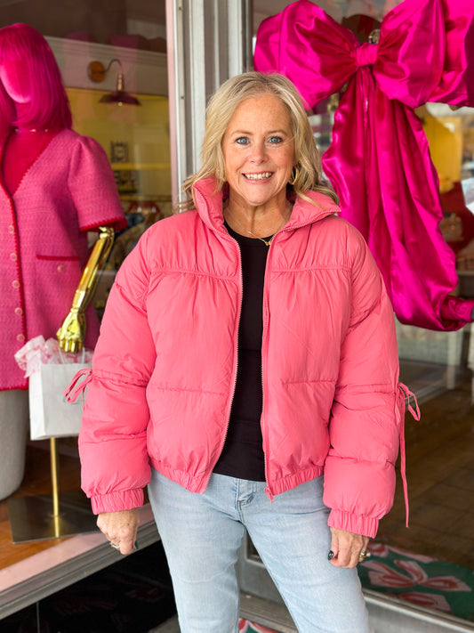 Bubblegum Bow Puffer Jacket