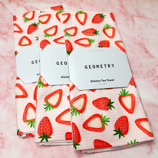 Sweet Strawberry Geometry Towel